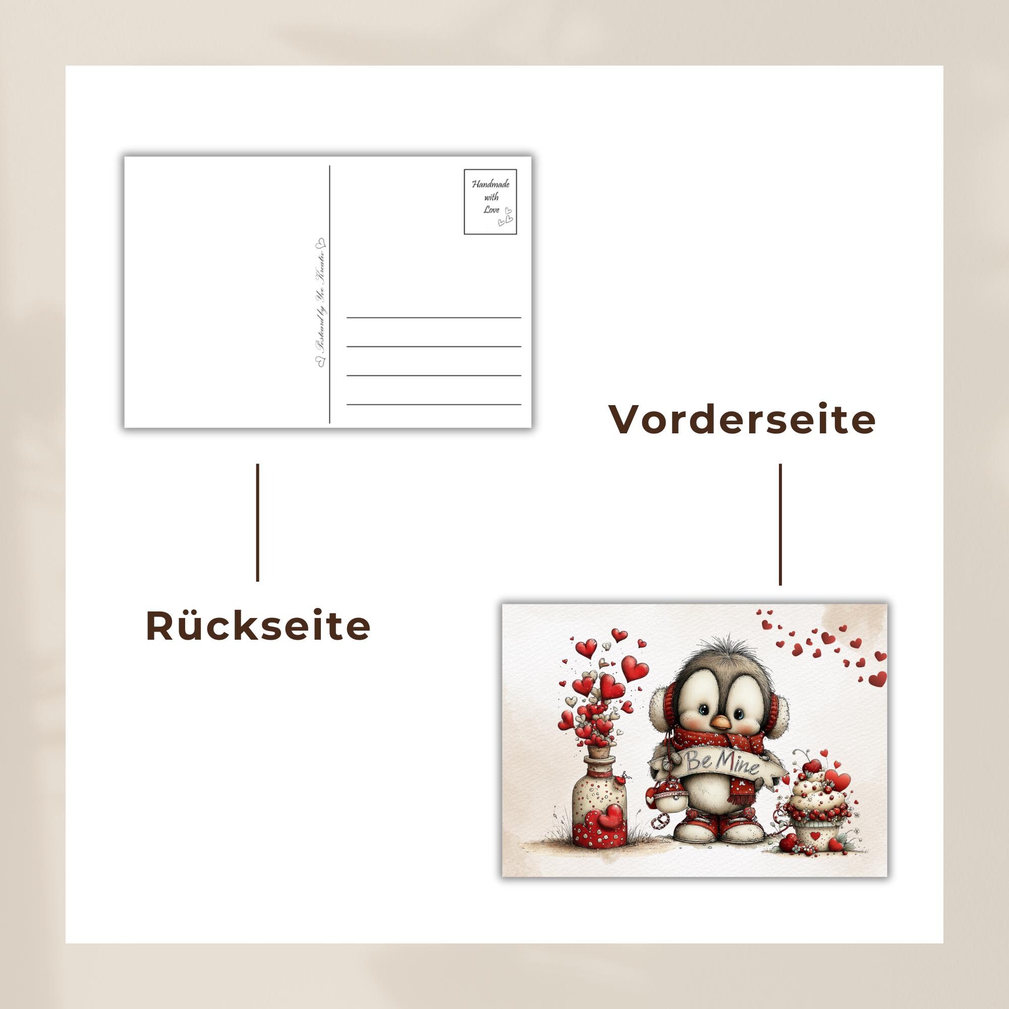 Postkarte zum Valentinstag Grußkarte für Verliebte Liebesgruß Be Mine Verlobungskarte Liebesbrief #PHL19