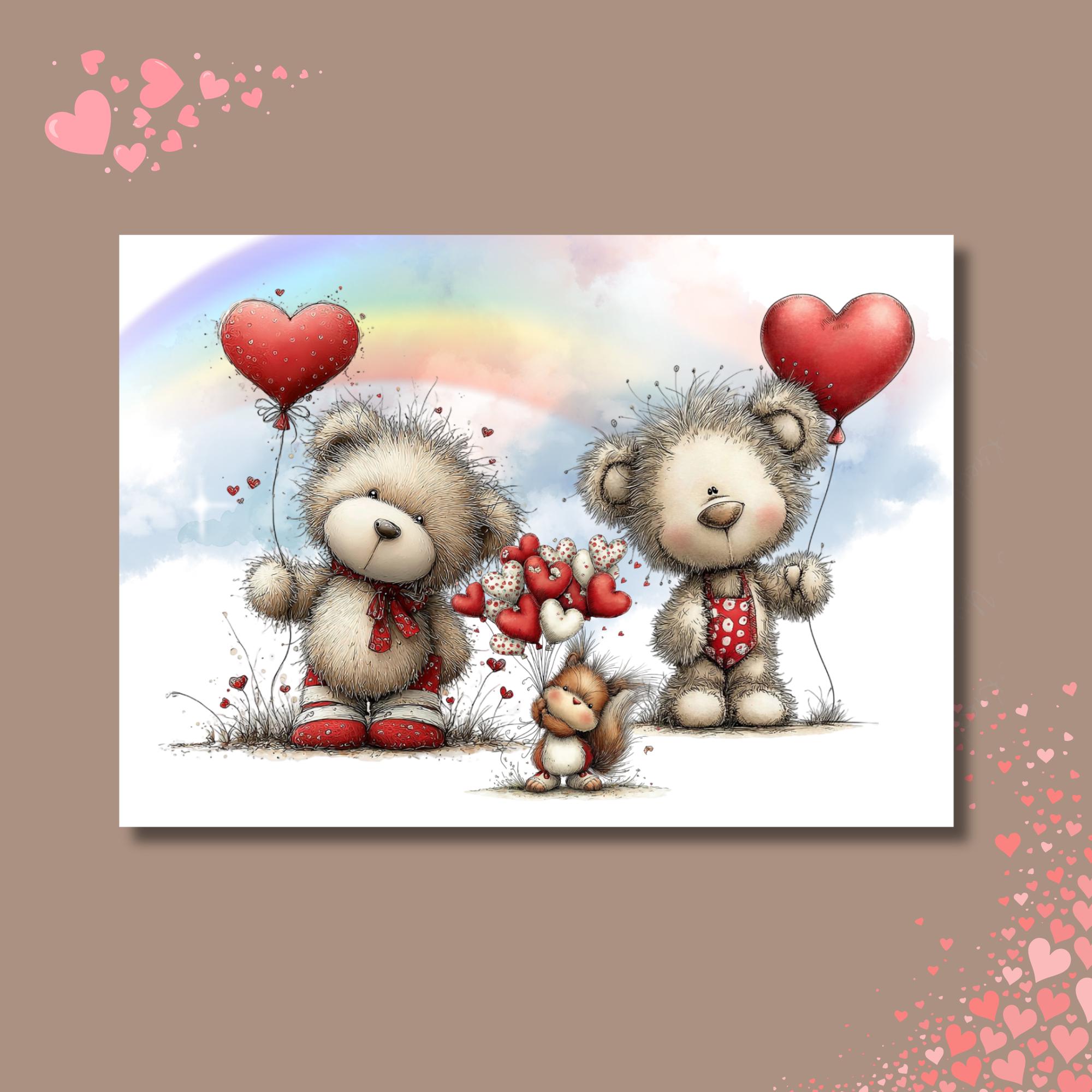 Postkarte Valentinstag Karte Bärenfreunde Glückwunschkarte zur Geburt Grußkarte Geschenkkarte DIN A6 Karte mit Glanzoberfläche #PHL18