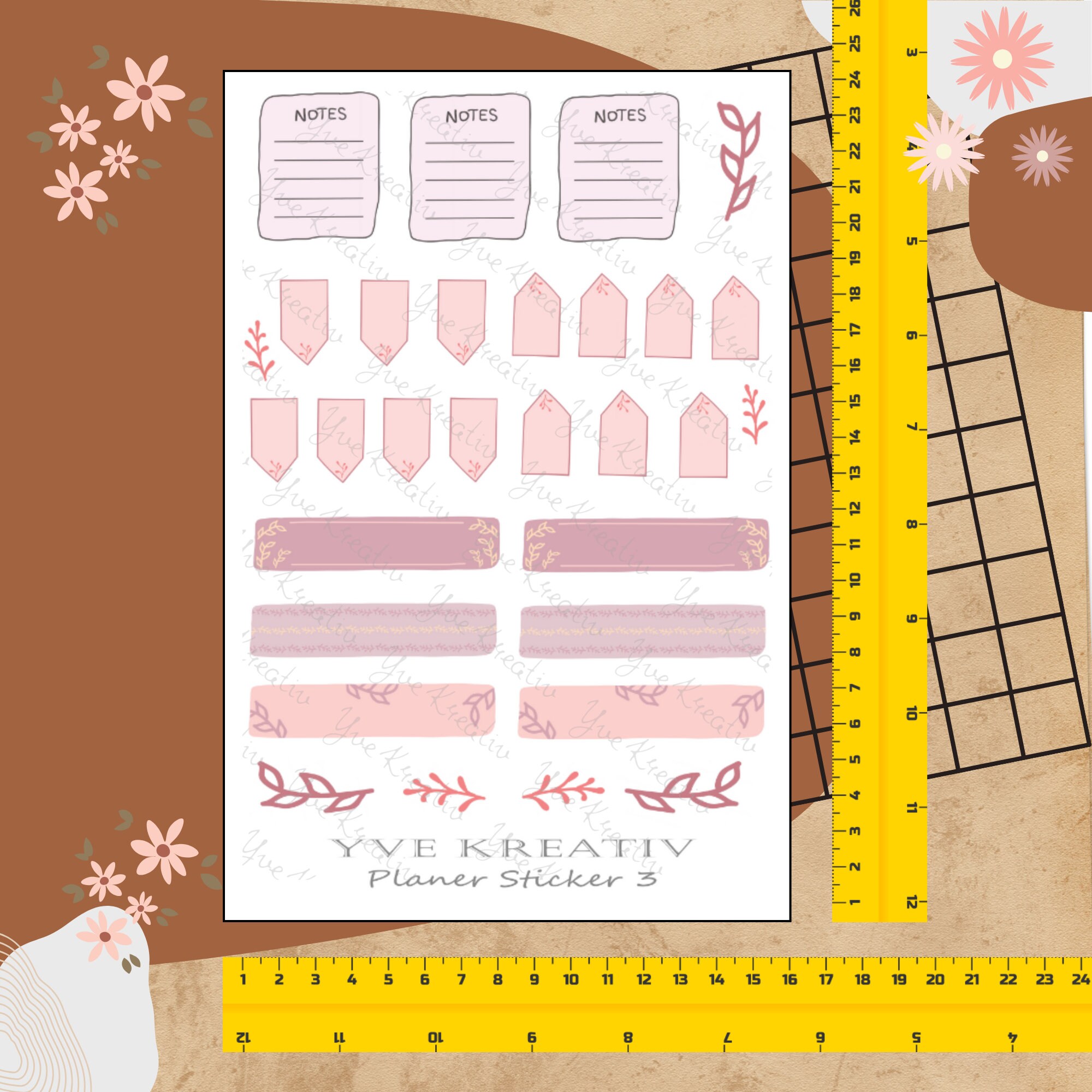 Sticker Planer 30 Aufkleber Sticker Bogen Set Stickerbogen  -  Wochenplaner Kalender Bullet Journaling #SBA5