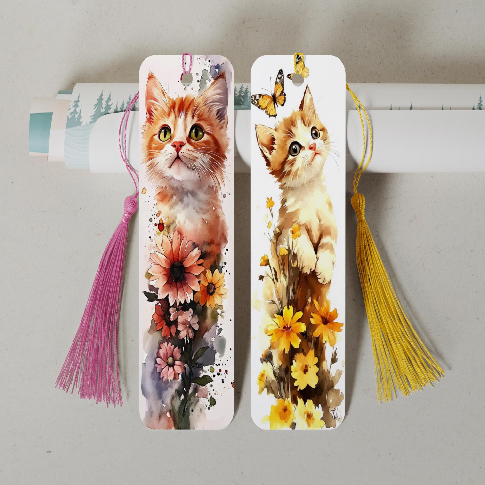 Lesezeichen aus Aluminium Geschenk zum Geburtstag Buchgeschenk "Motiv Katze" Bookmark - 2 Motive zur Auswahl  #LEALU
