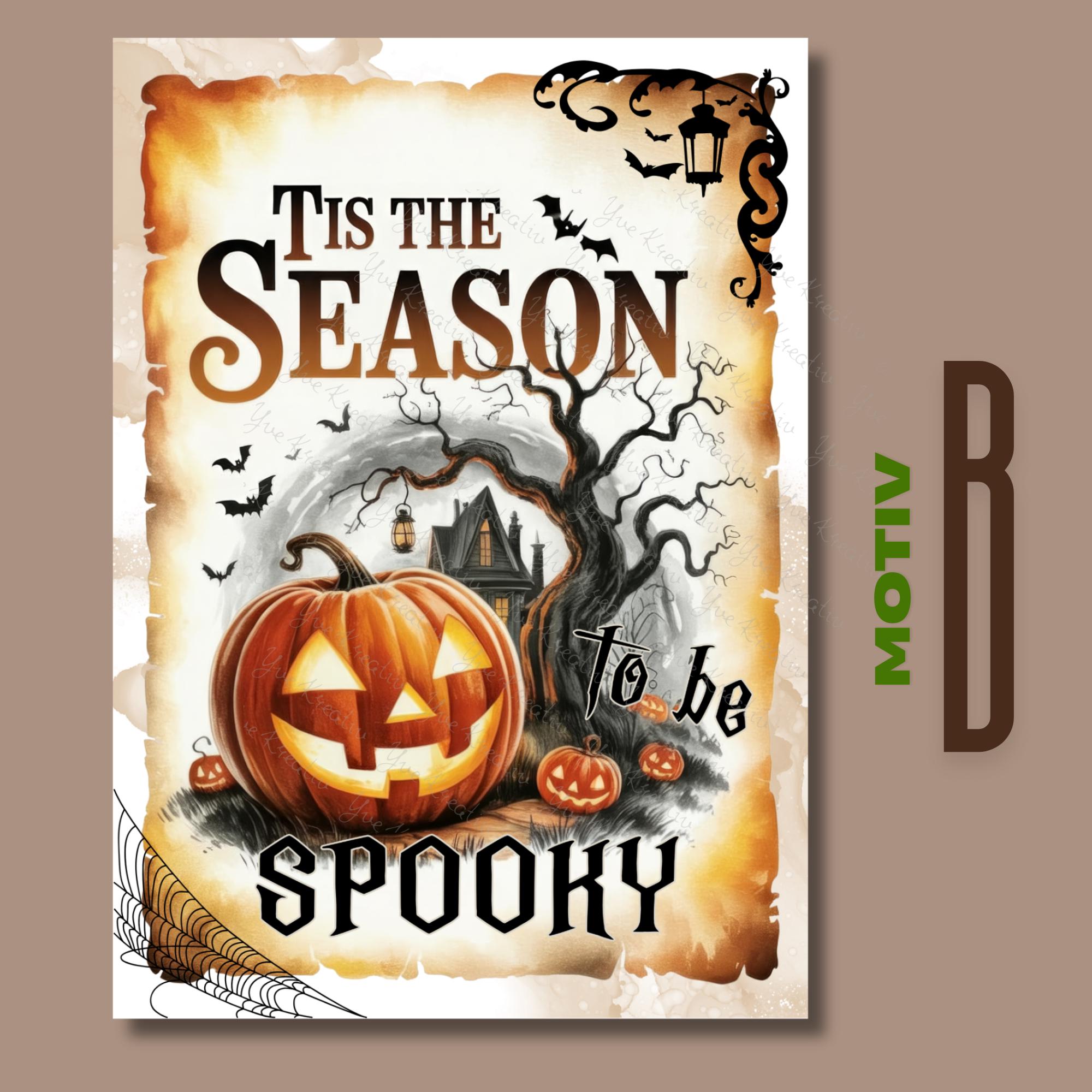 Postkarte Halloween Glückwunschkarte Herbst Grußkarte Geschenkkarte Karte zu Halloween Leinenstruktur Karte A6 #PH1abc
