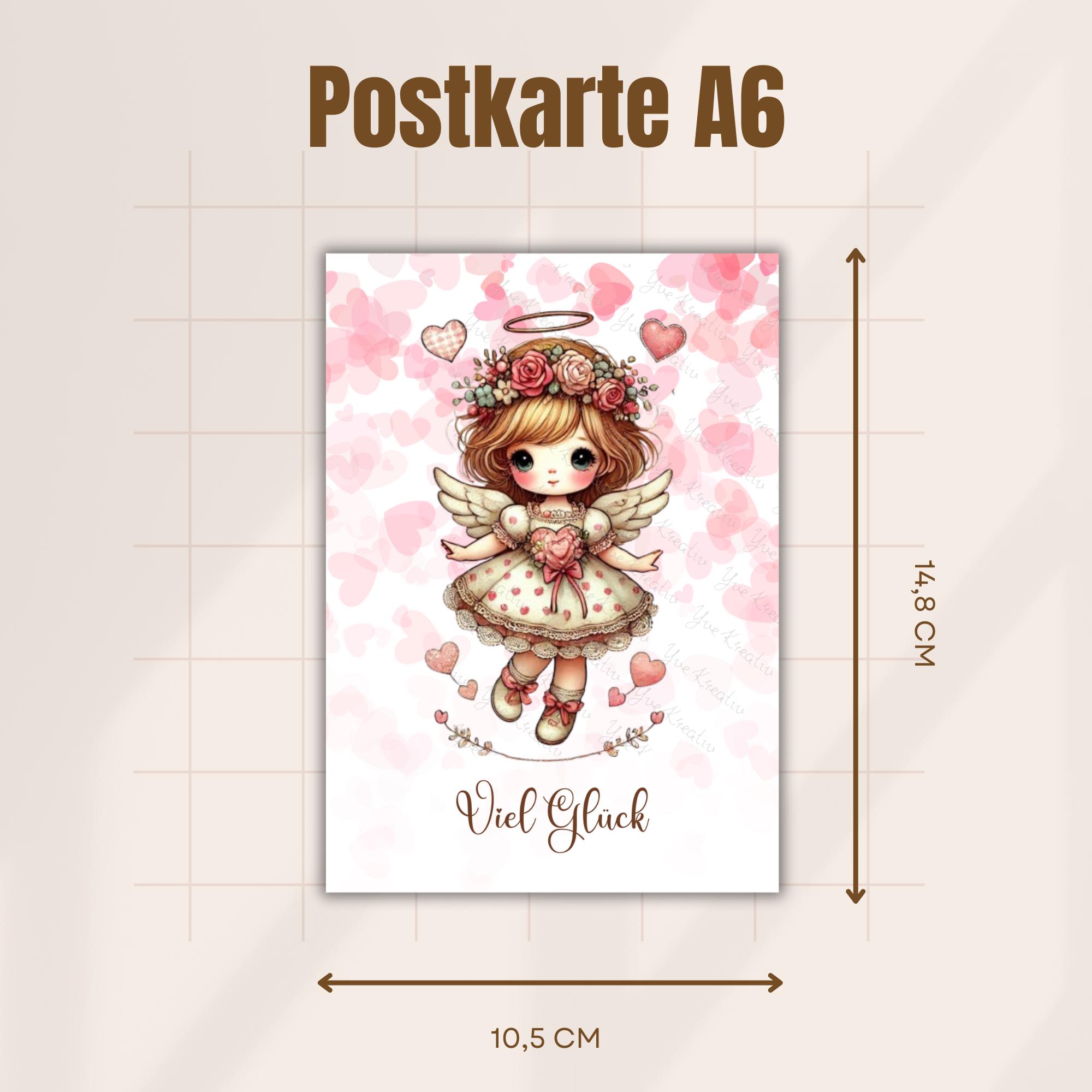 Postkarte Grußkarte Karte zum Geburtstag Gutschein Engel Viel Glück #PLS