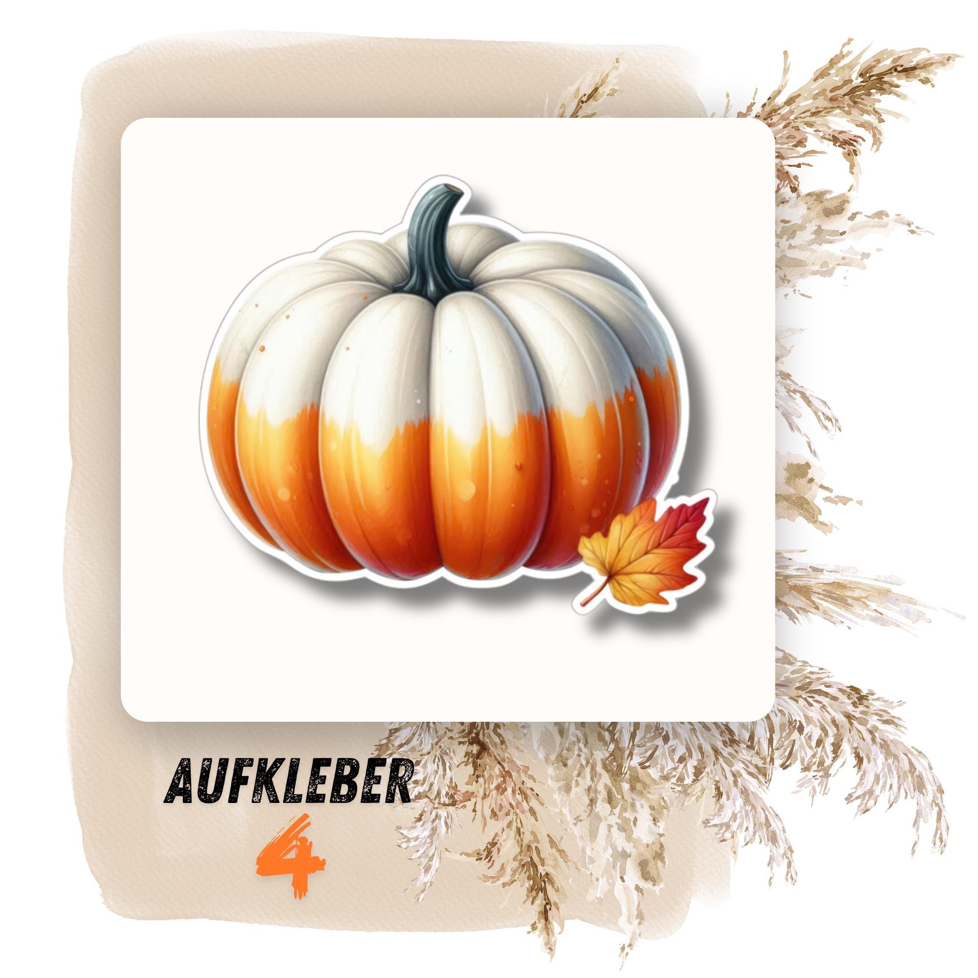 Kürbis Aufkleber Halloween Sticker großer Geschenkaufkleber Herbst Koffersticker - 3 Aufkleber zur Auswahl in Weiß oder Transparent  #SEG8