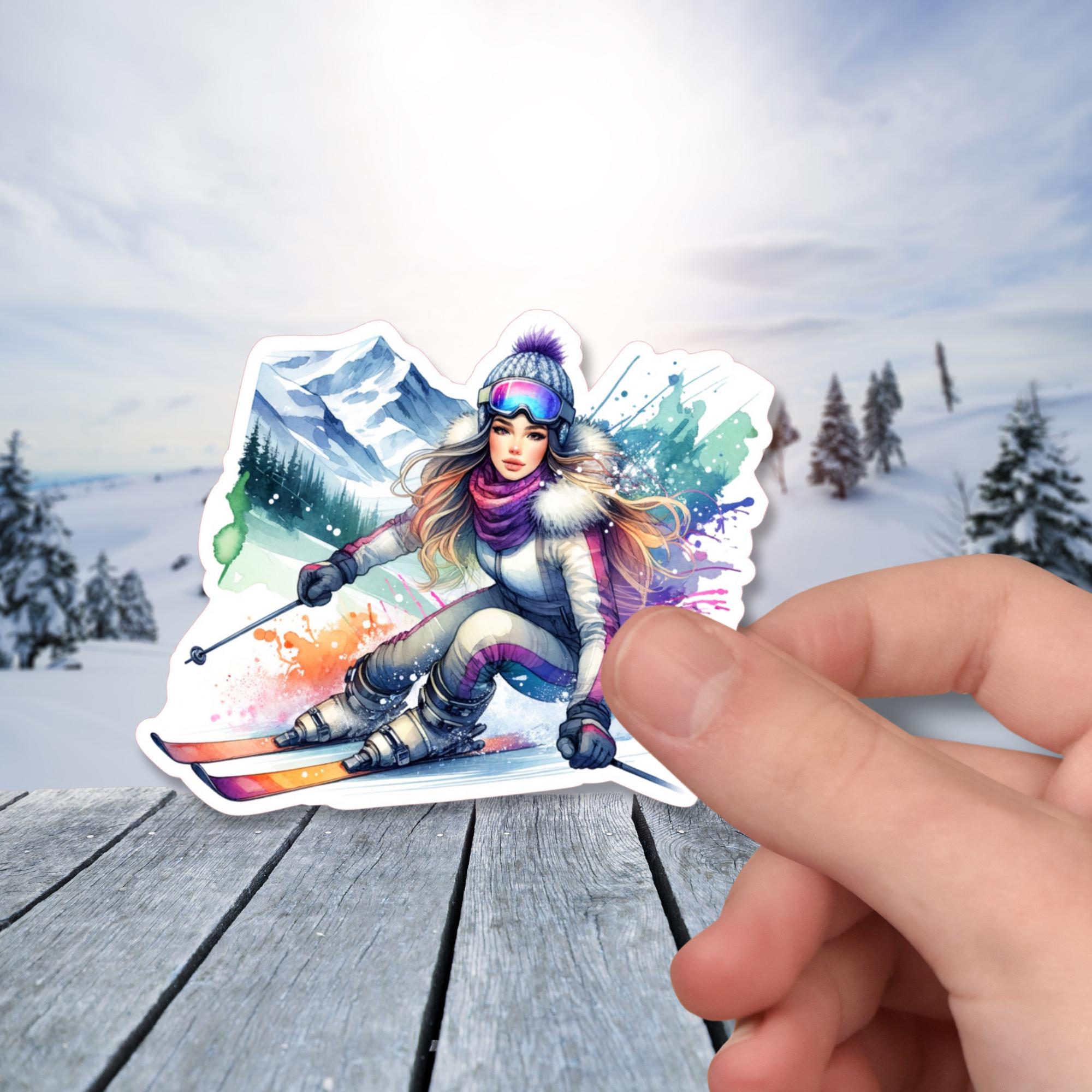 Kofferaufkleber, Aufkleber, Reiseaufkleber für Skiurlaub, großer Koffer Sticker  - 3 Aufkleber zur Auswahl in Weiß oder Transparent  #SEG8