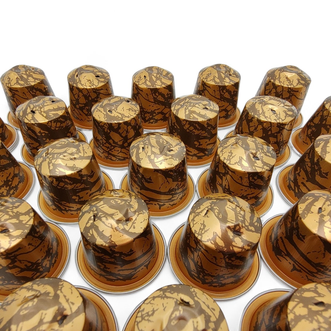 10 leere Kaffeekapseln Farbe : gold "marmoriert" zum Basteln und Gestalten für Dein DIY Projekt  #KNS