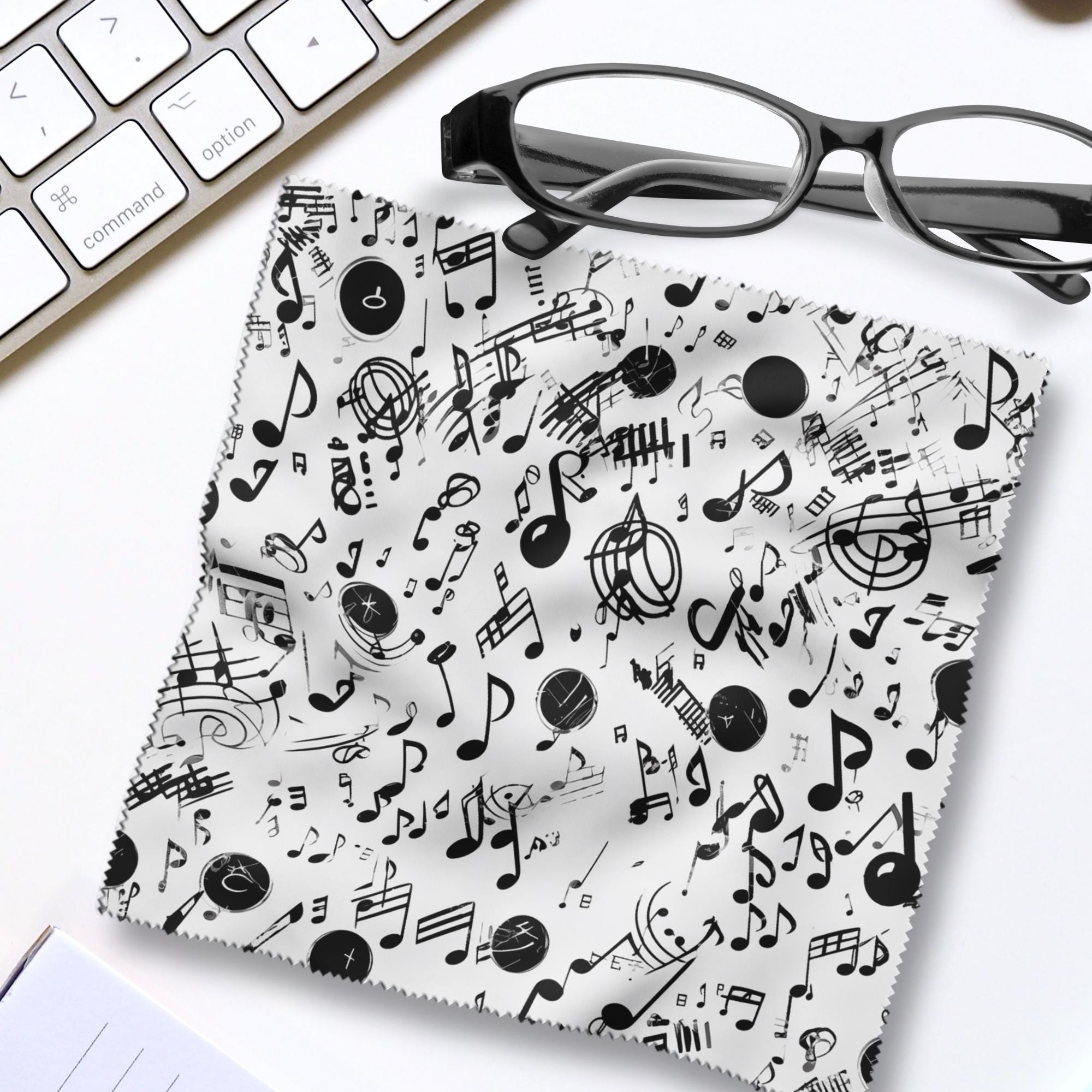 Brillenputztuch Musik bedrucktes Microfasertuch Reinigungstuch für Sonnenbrille Display Bildschirm Kamera Objektiv Handy Brillentuch #BM