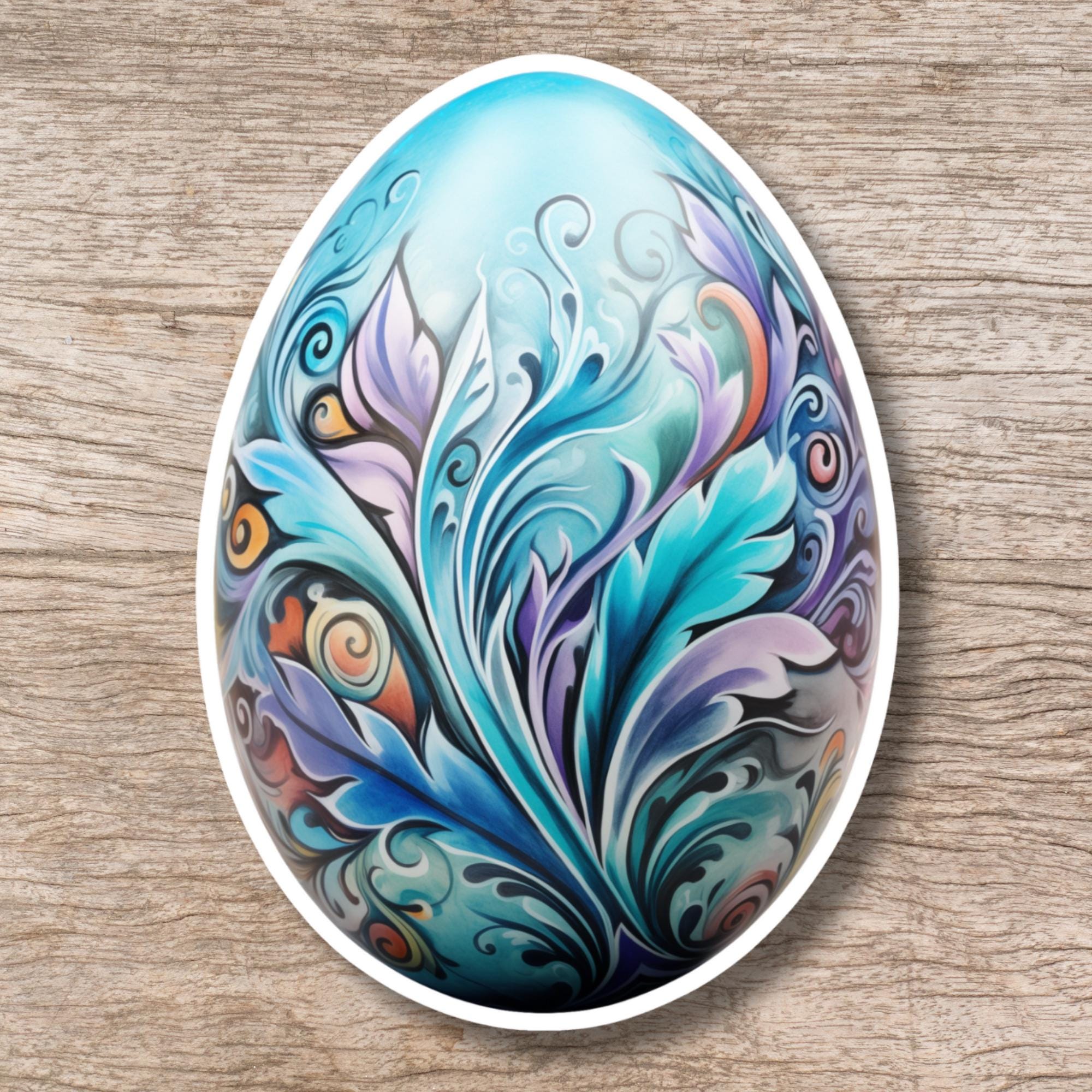 Aufkleber Ostern großer 8 cm Sticker Osterei Deko Osterfest Geschenkaufkleber Dekoei - zur Auswahl in Weiß oder Transparent  #SEG8