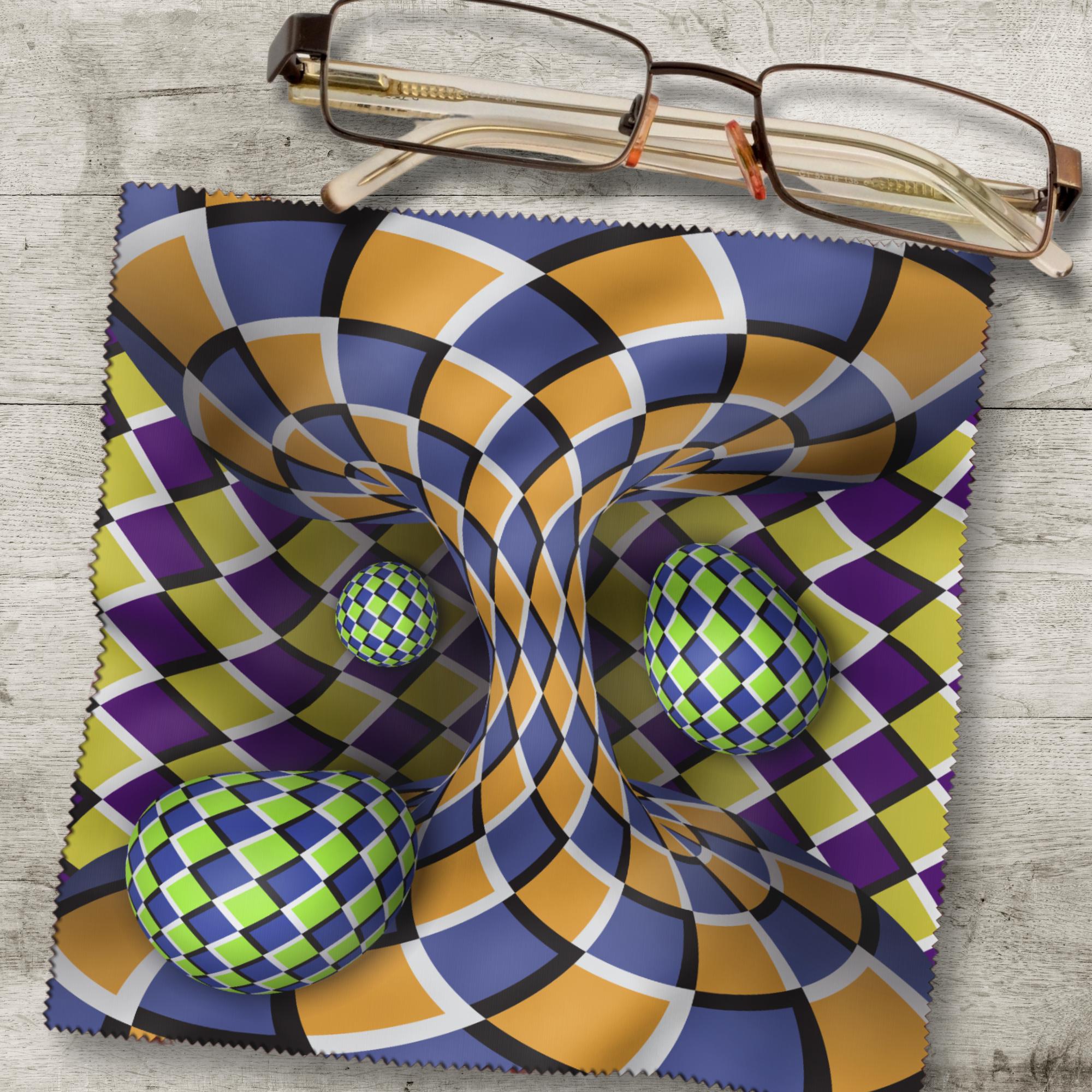 Brillenputztuch Optische Täuschung bedrucktes Mikrofasertuch für Brille Sonnenbrille Displays Handyputztuch Brillentuch Mikrofaser #AL72