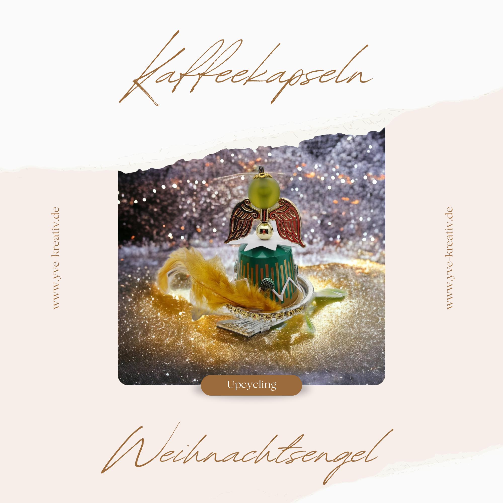 Engel aus Kaffeekapseln Christbaumkugel Upcycling Weihnachtskugel besonderer Weihnachtsdeko auf Metallklammer Christbaumclip  #1108759228