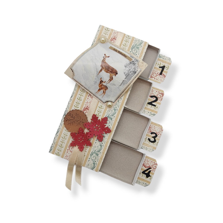 Adventskalender zum Befüllen aus 4 Streichholzschachteln