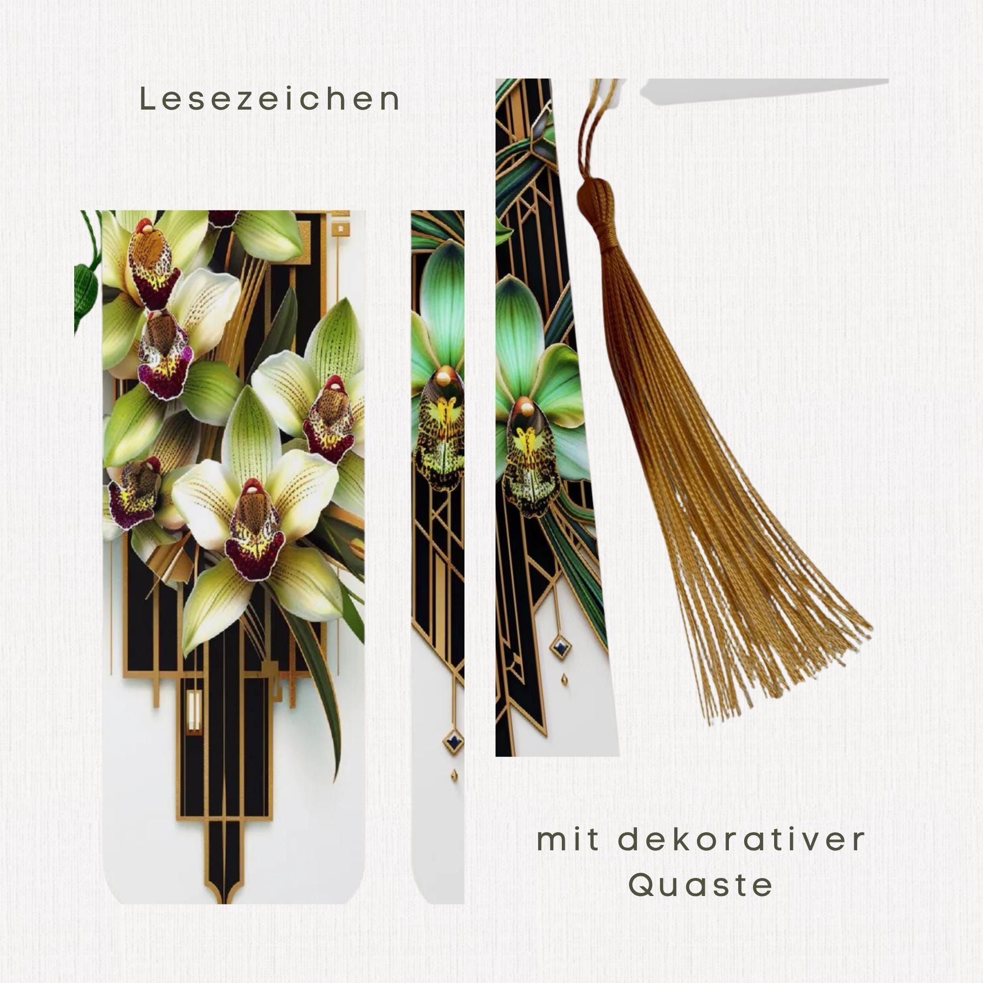 Lesezeichen aus Metall Orchideen Geschenk Freundin Bücherzeichen Mitbringsel Mama Bookmark Art déco Stil - 2 Motive zur Auswahl  #LEALU