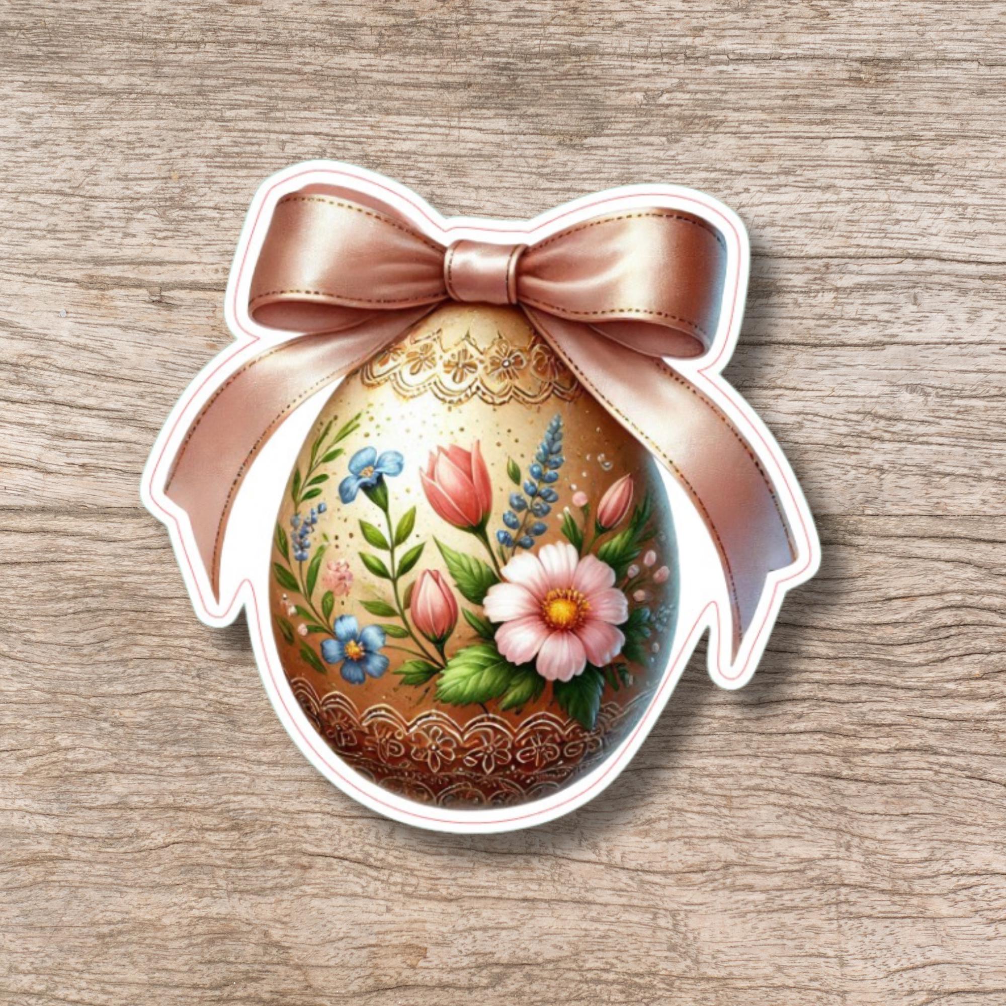 Aufkleber Ostern großer 8 cm Sticker Osterei Deko Osterfest Geschenkaufkleber Dekoei - zur Auswahl in Weiß oder Transparent  #SEG8