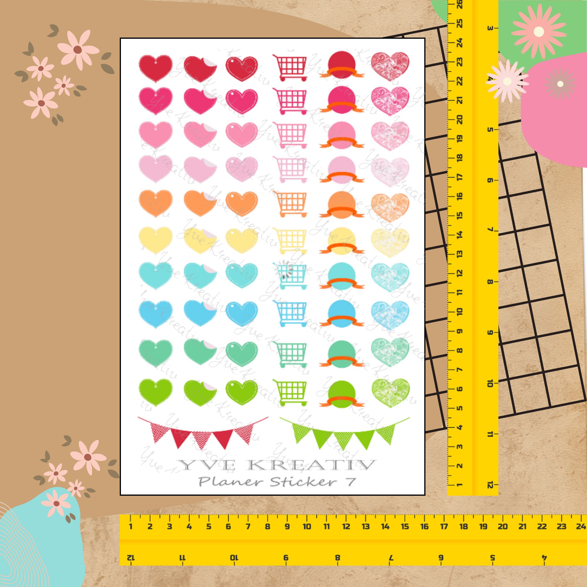 Sticker Planer 60 Aufkleber Sticker Bogen Set Stickerbogen  -  Wochenplaner Kalender Bullet Journaling  #SBA5