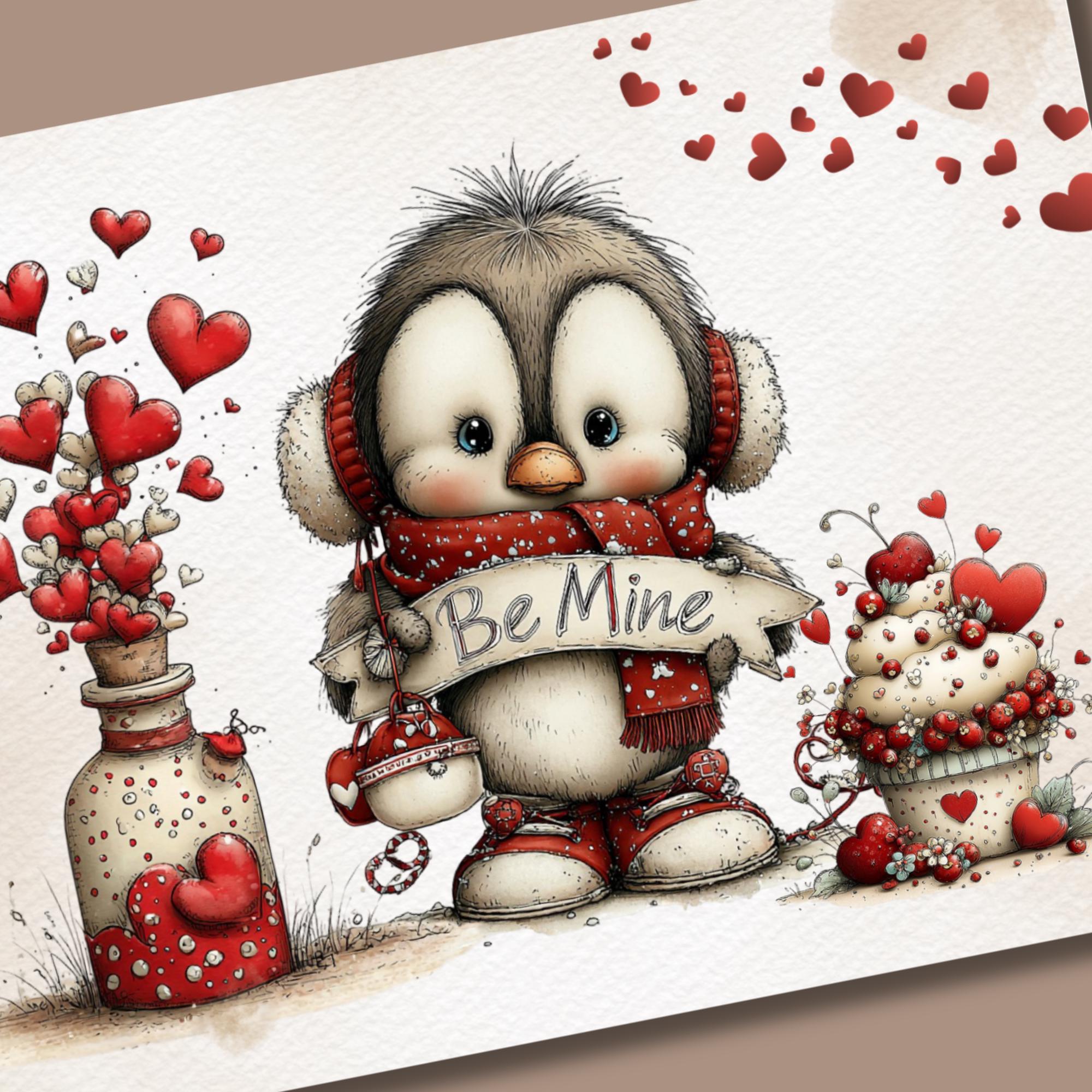 Postkarte zum Valentinstag Grußkarte für Verliebte Liebesgruß Be Mine Verlobungskarte Liebesbrief #PHL19