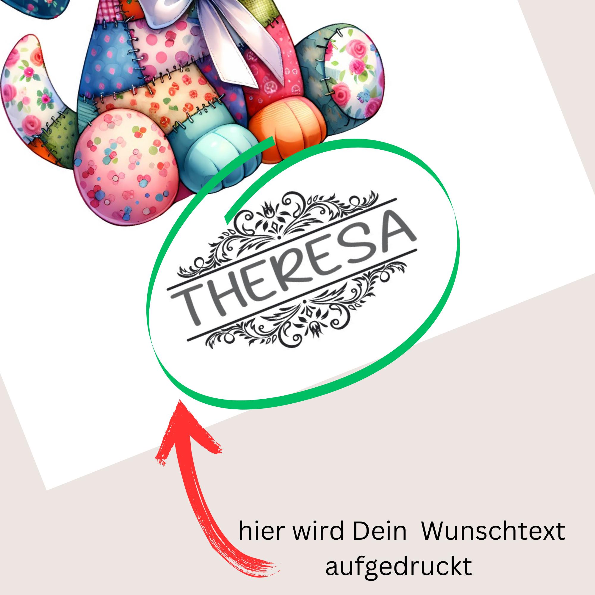 Postkarte personalisiert mit Namen Grußkarte Happy Birthday Karte Geburtstag Geburtstagskarte I Patchwork Hund #PHO