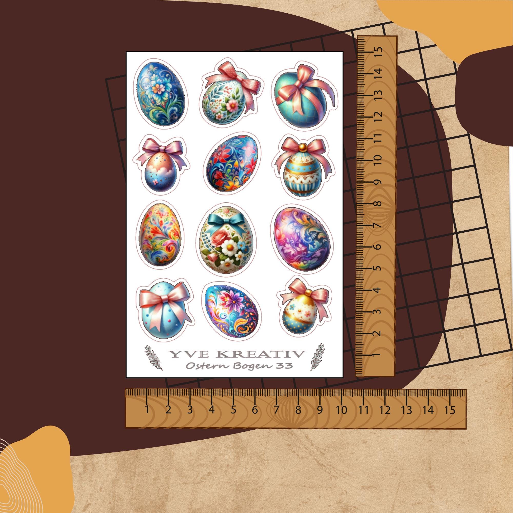 Sticker Bogen Aufkleber  "Ostern Ostereier" | Sticker Set - 4 Stickerbogen zur Auswahl in Weiß - Transparent - Matt - Glanz  #SBA6