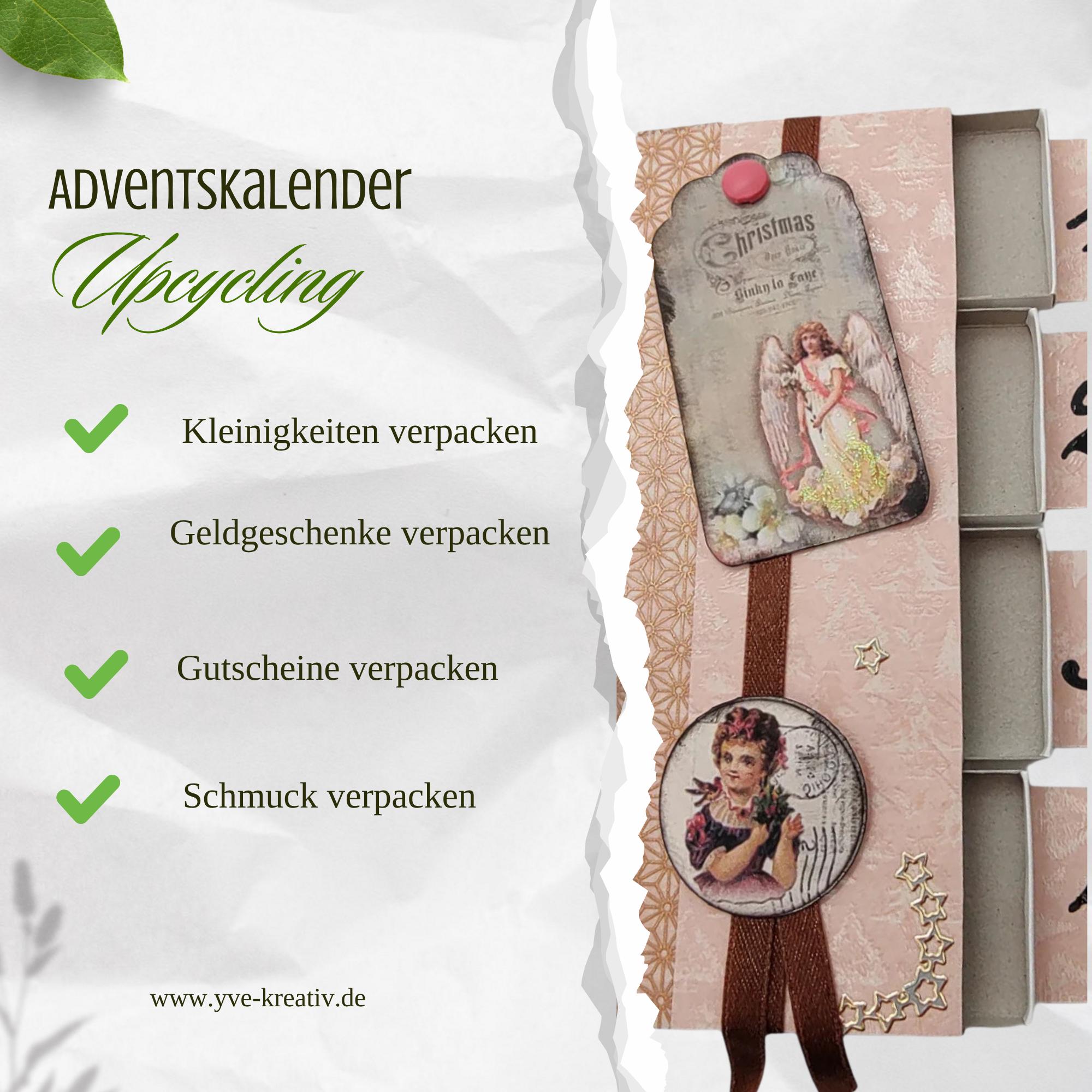 Adventskalender zum Befüllen aus 4 Streichholzschachteln Upcycling kleine Adventsgeschenke Geldgeschenk Weihnachten Mitbringsel #627796301