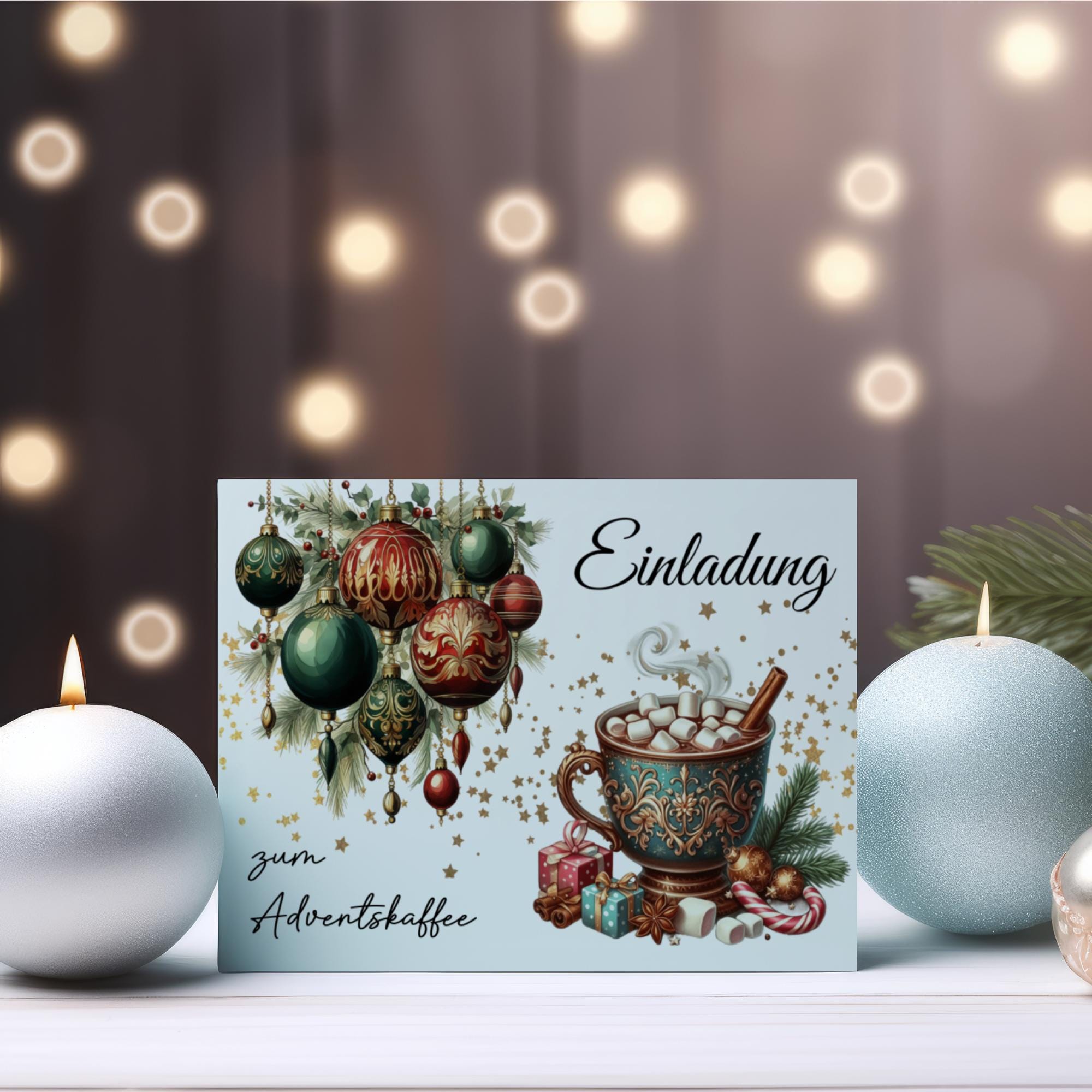 Einladung personalisiert Postkarte, Einladungskarte zum Adventskaffee, Weihnachtskarte, Karte zu Weihnachten Gutscheinkarte  #PLS