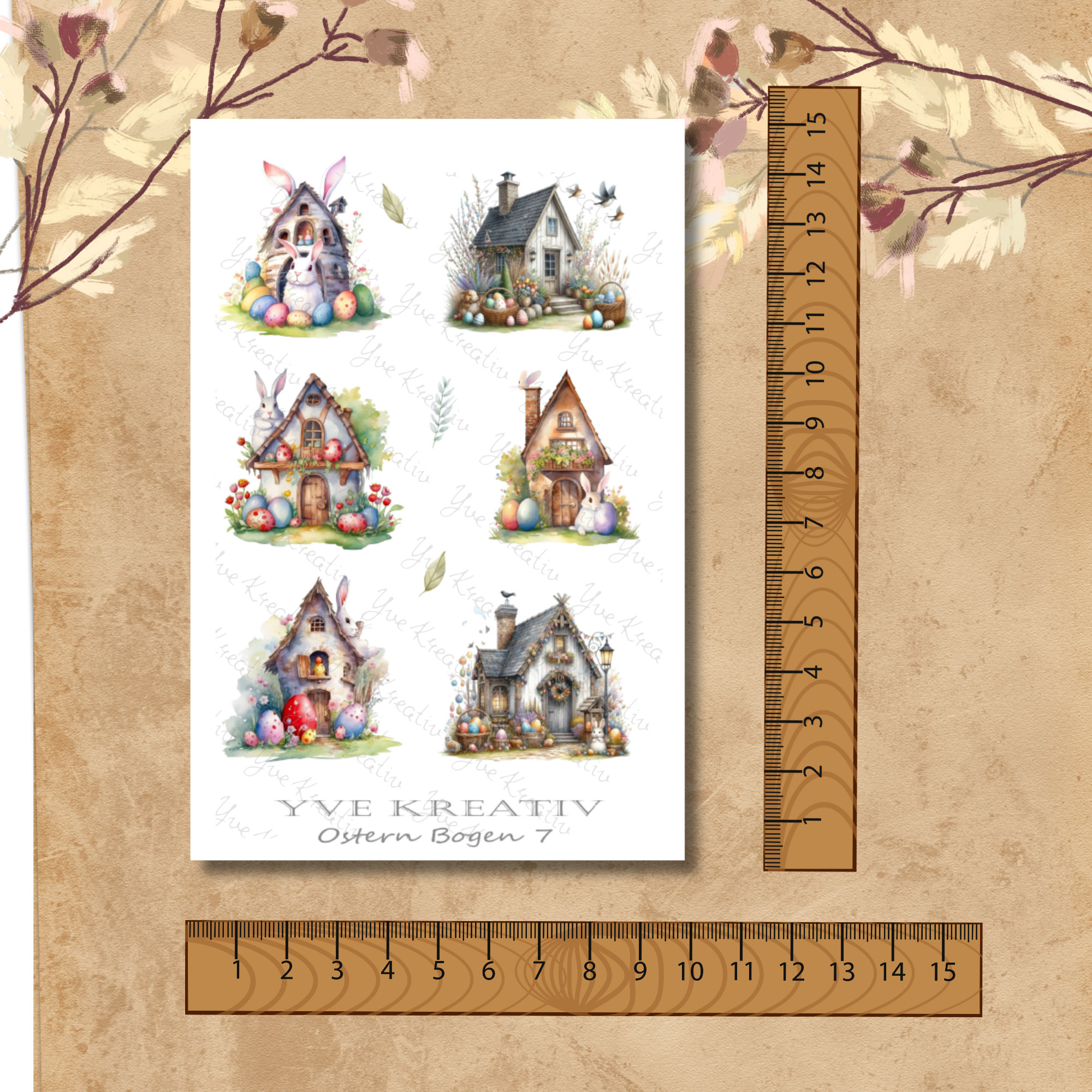 Sticker Bogen, Aufkleber, Ostern - Nostalgie | Sticker Set - 2 Stickerbogen zur Auswahl in Weiß - Transparent - Matt - Glanz  #SBA6
