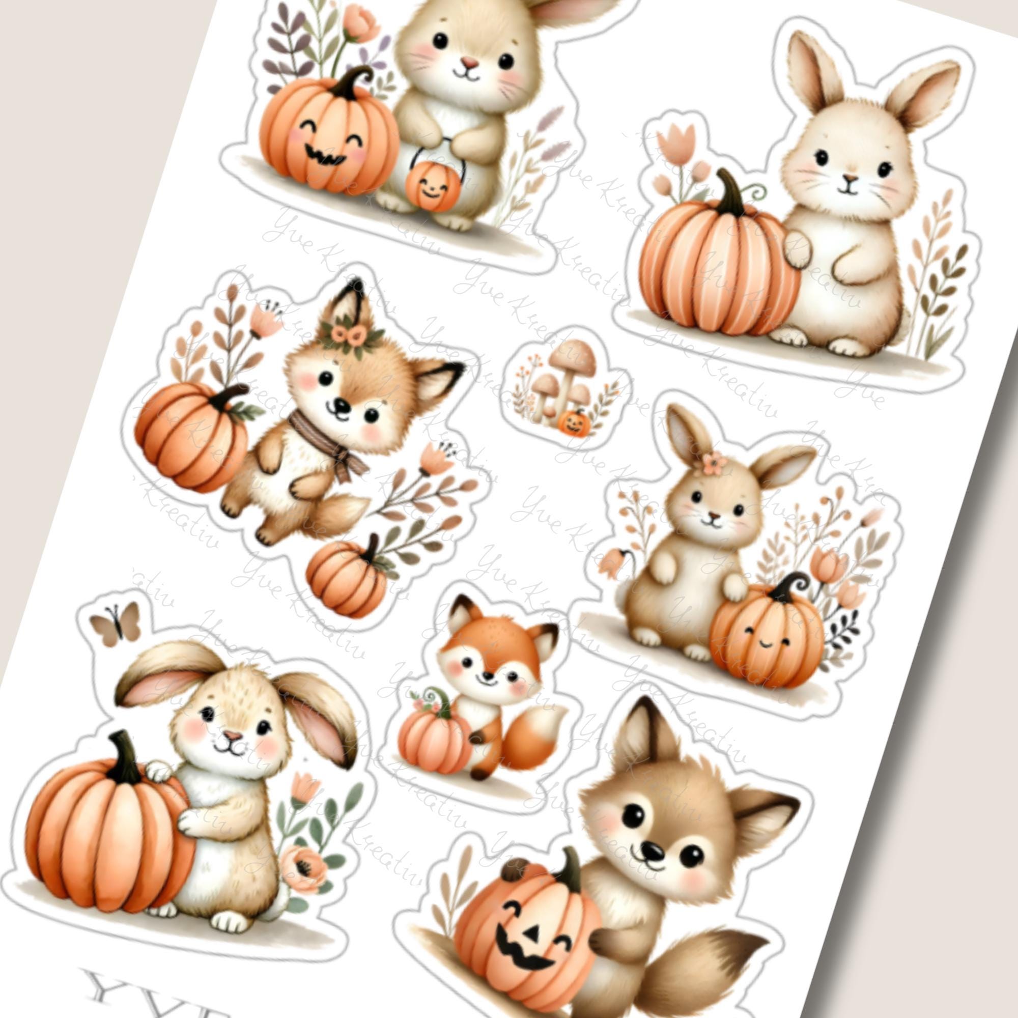 Aufkleber Waldtiere Stickerbogen Herbst Halloween Sticker Set - 3 Bögen zur Auswahl in Weiß - Transparent - Matt - Glanz #SBA6 Aufkleber Waldtiere Stickerbogen Herbst Halloween Sticker Set - 3 Bögen zur Auswahl in Weiß - Transparent - Matt - Glanz #SBA6