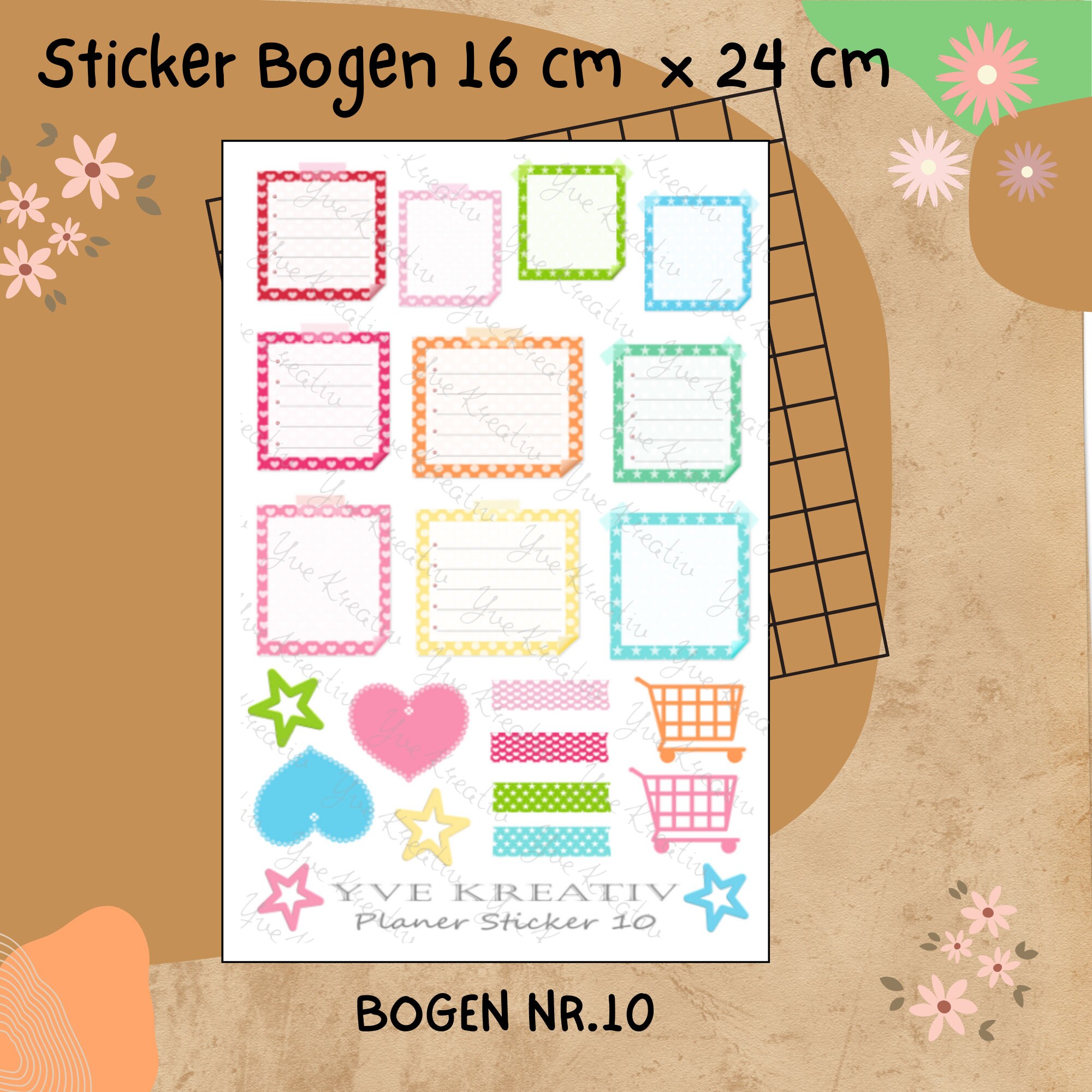 Sticker Planer | über 20 Aufkleber Sticker Bogen Set Stickerbogen  -  Wochenplaner Kalender Bullet Journaling