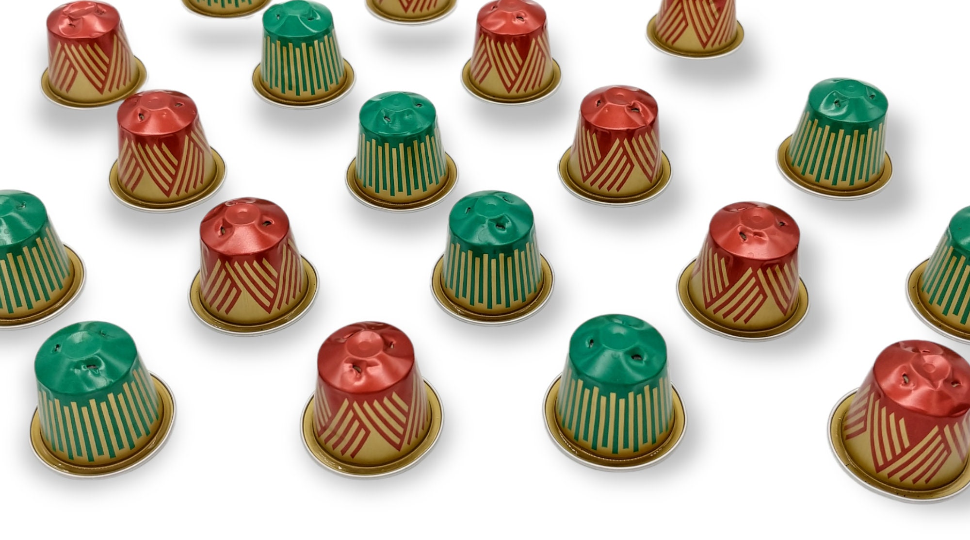 10 leere Kaffeekapseln : 5 Stückt rot-gold und 5 Stück grün-gold "Special Edition"  #KNS