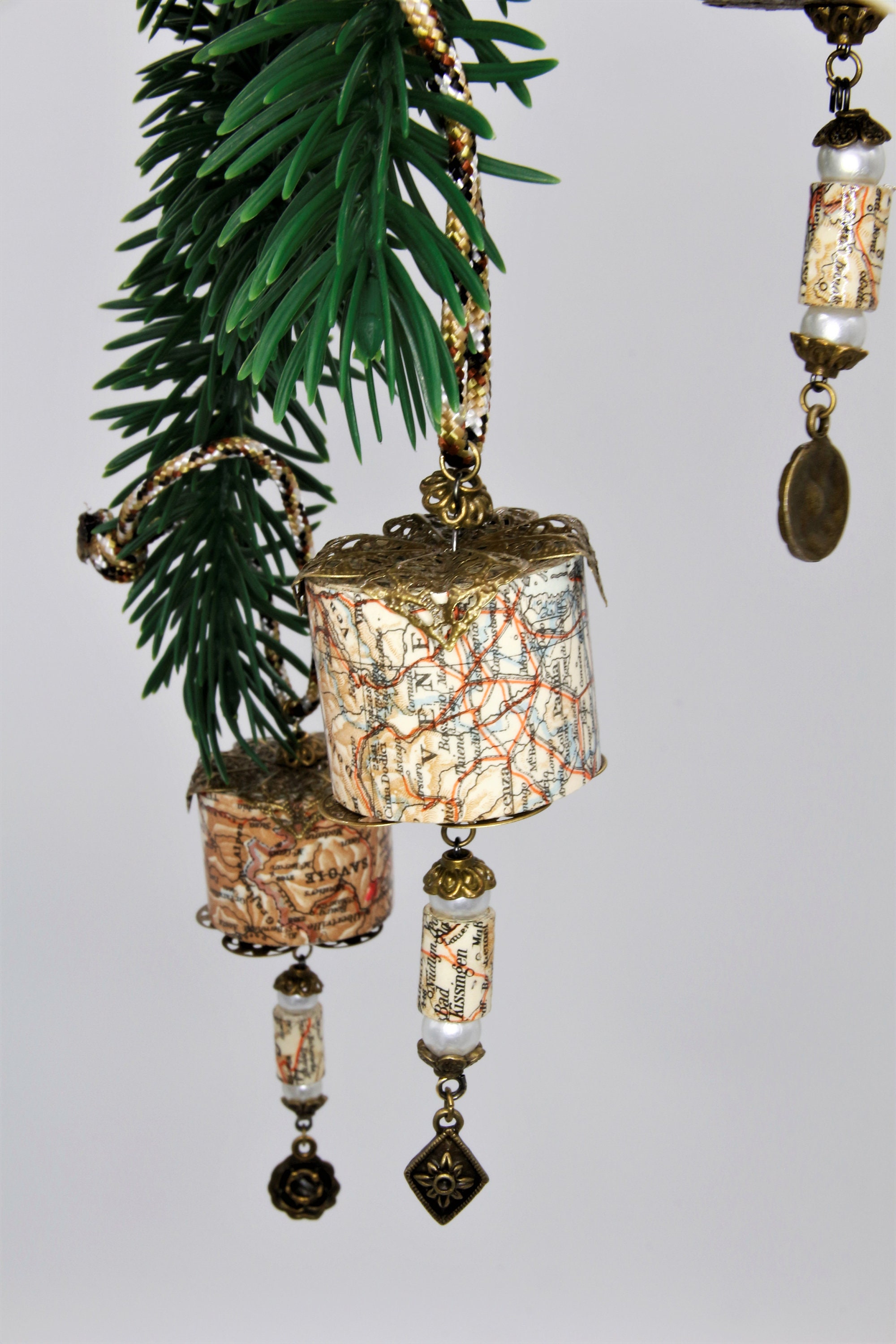 3 Christbaum Anhänger SET - Papierperlenkunst - Christbaumkugel / Weihnachtskugel / Weihnachtsdeko  #1123404945