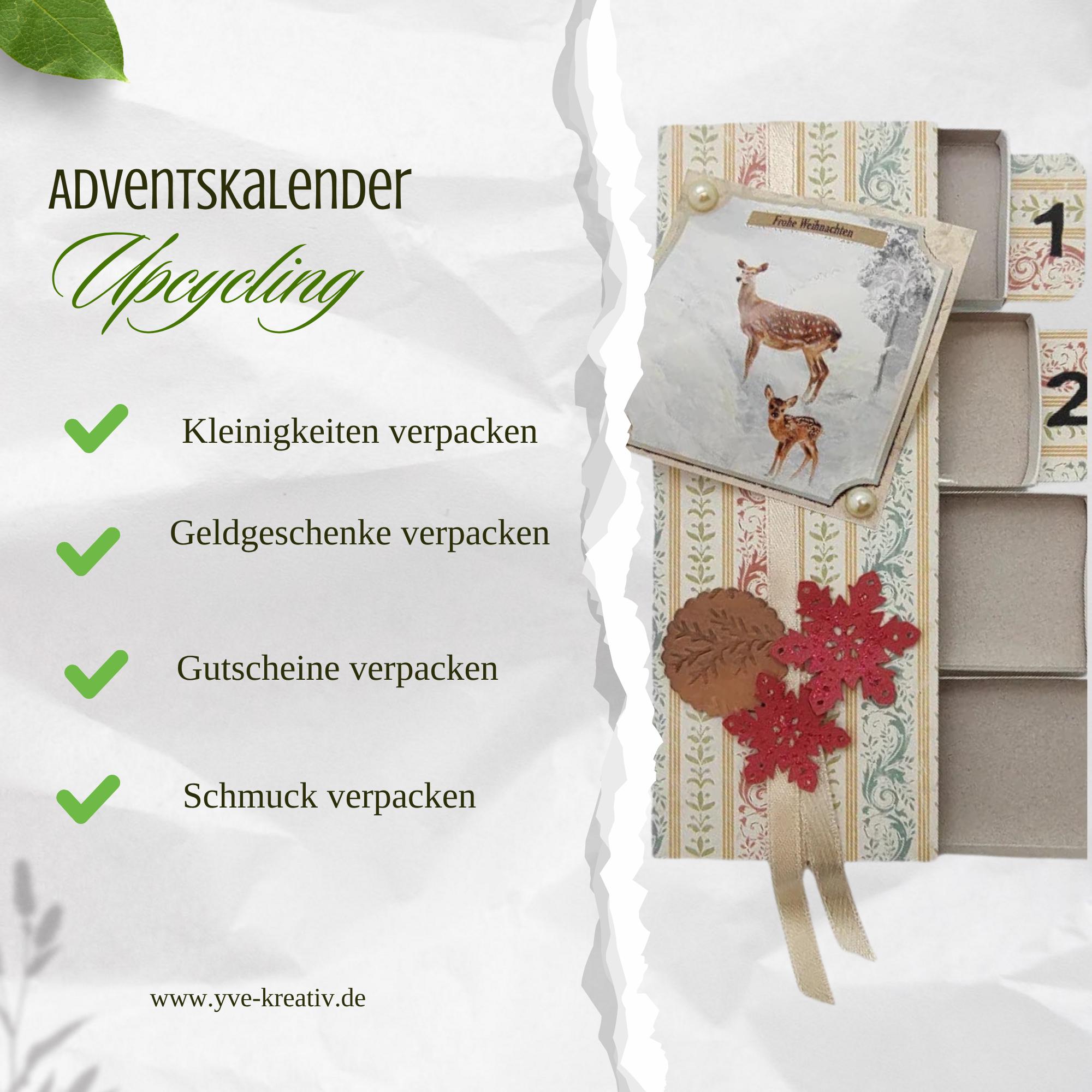 Adventskalender zum Befüllen aus 4 Streichholzschachteln Upcycling kleine Adventsgeschenke Geldgeschenk Weihnachten Mitbringsel #613960866