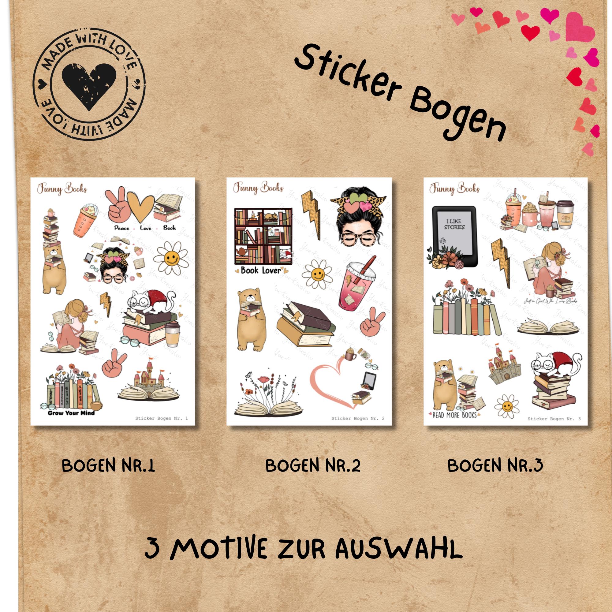 Aufkleber Love Books Stickerbogen Bücher für Leseratten Sticker Set - 3 Bögen zur Auswahl in Weiß - Transparent - Matt - Glanz #SBA6 Aufkleber Love Books Stickerbogen Bücher für Leseratten Sticker Set - 3 Bögen zur Auswahl in Weiß - Transparent - Matt - Glanz #SBA6