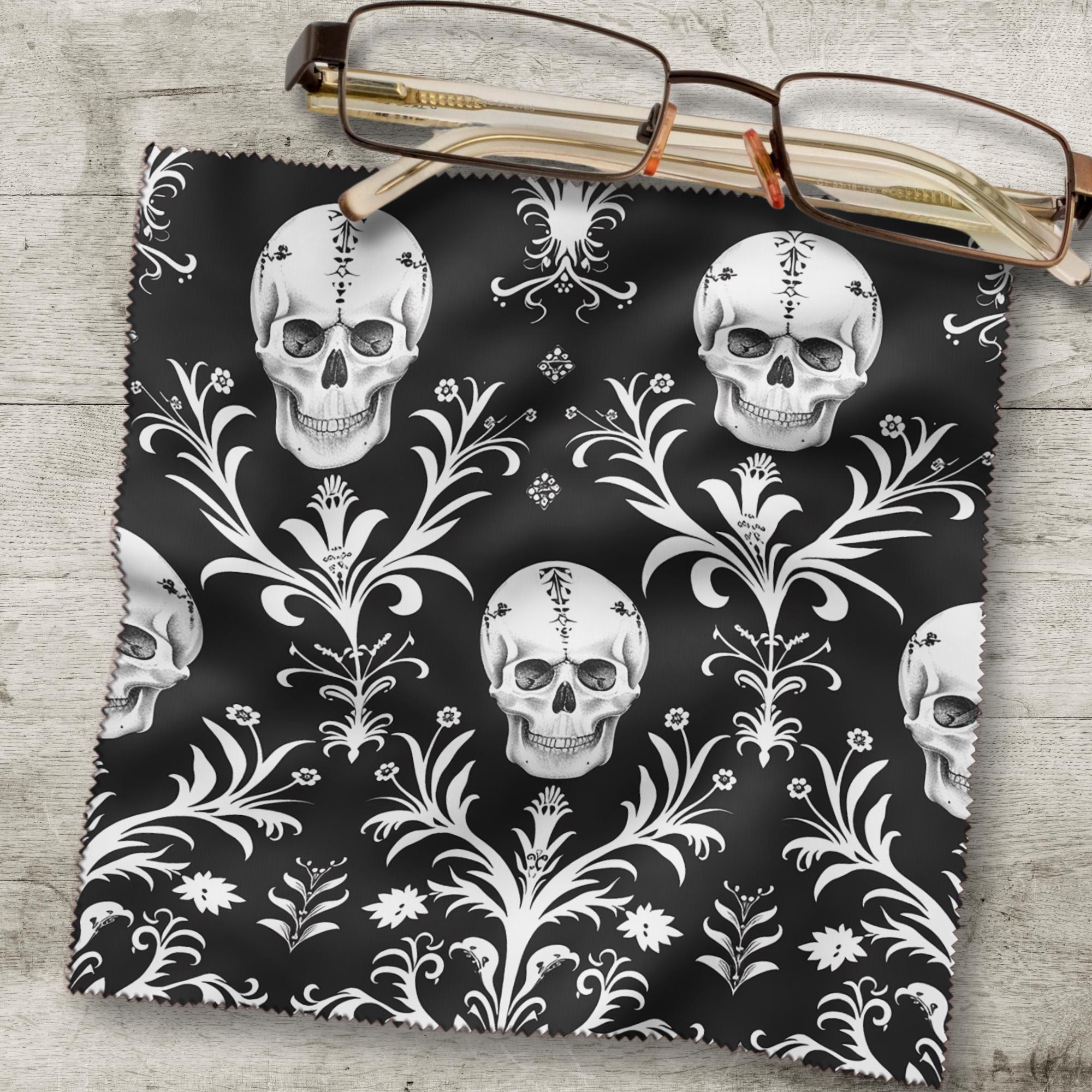 Brillenputztuch Totenschädel bedrucktes Mikrofasertuch für Brille Sonnenbrille Reinigungstuch Handy Bildschirm Kamera Objektiv #FA29