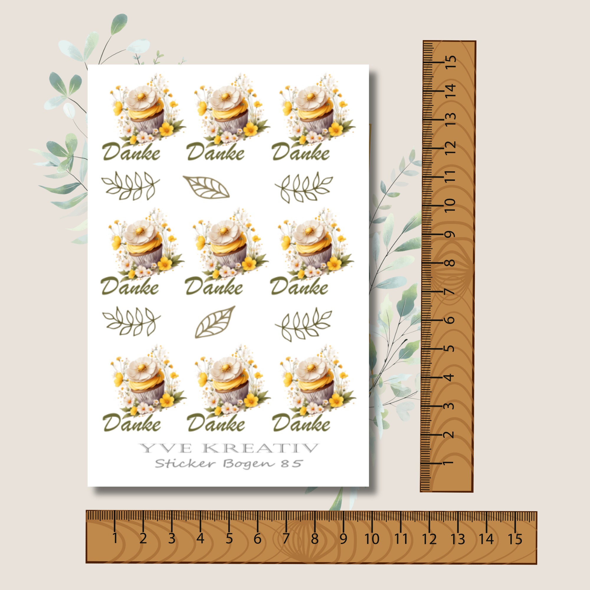 Sticker Bogen, Aufkleber, Cupcake, Muffin, Danke | Sticker Set - 3 Stickerbogen zur Auswahl in Weiß - Transparent - Matt - Glanz  #SBA6