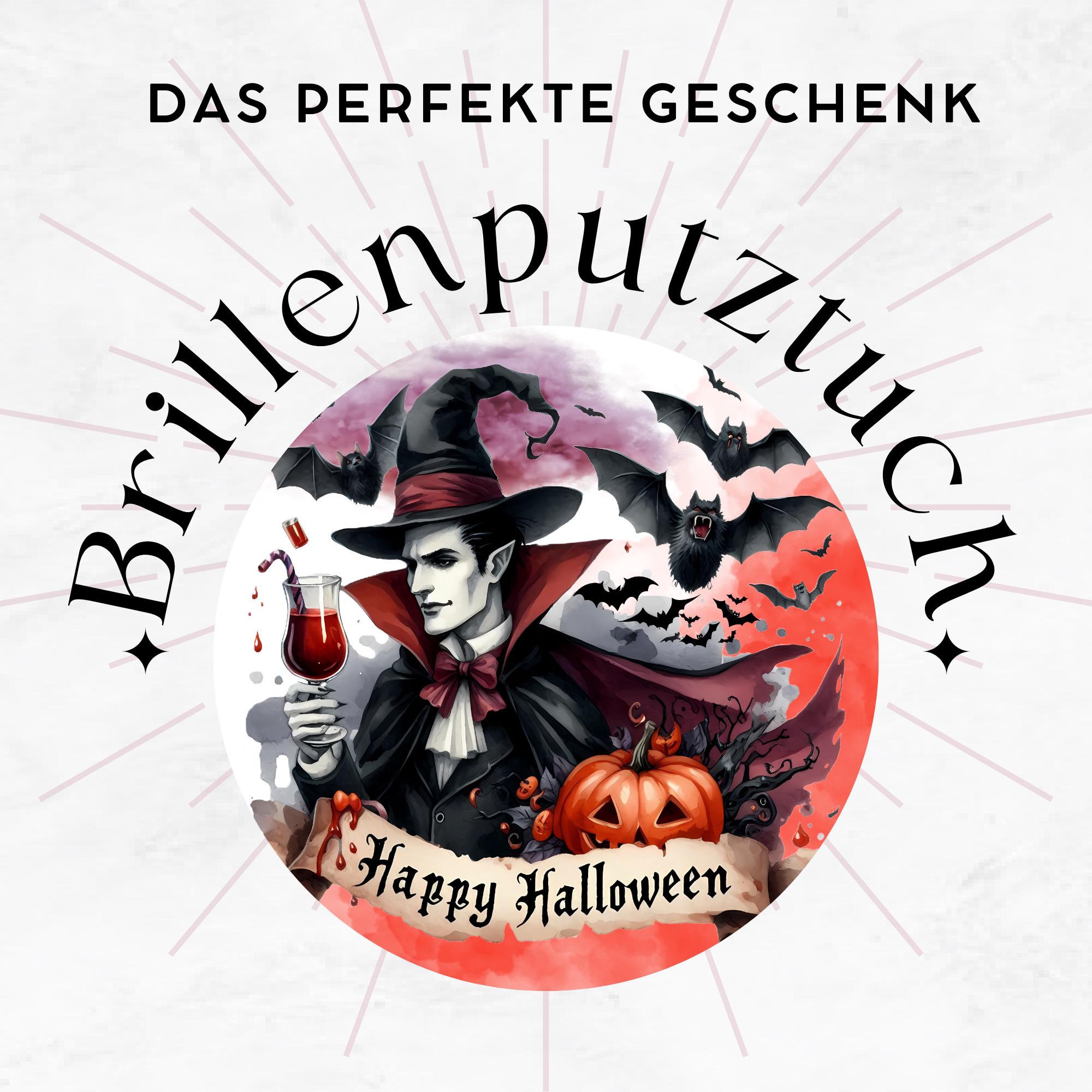 Brillenputztuch Happy Halloween bedrucktes Mikrofasertuch für Sonnenbrille Displays Handy Grusel Geschenk Vampire Mitbringsel #SA6
