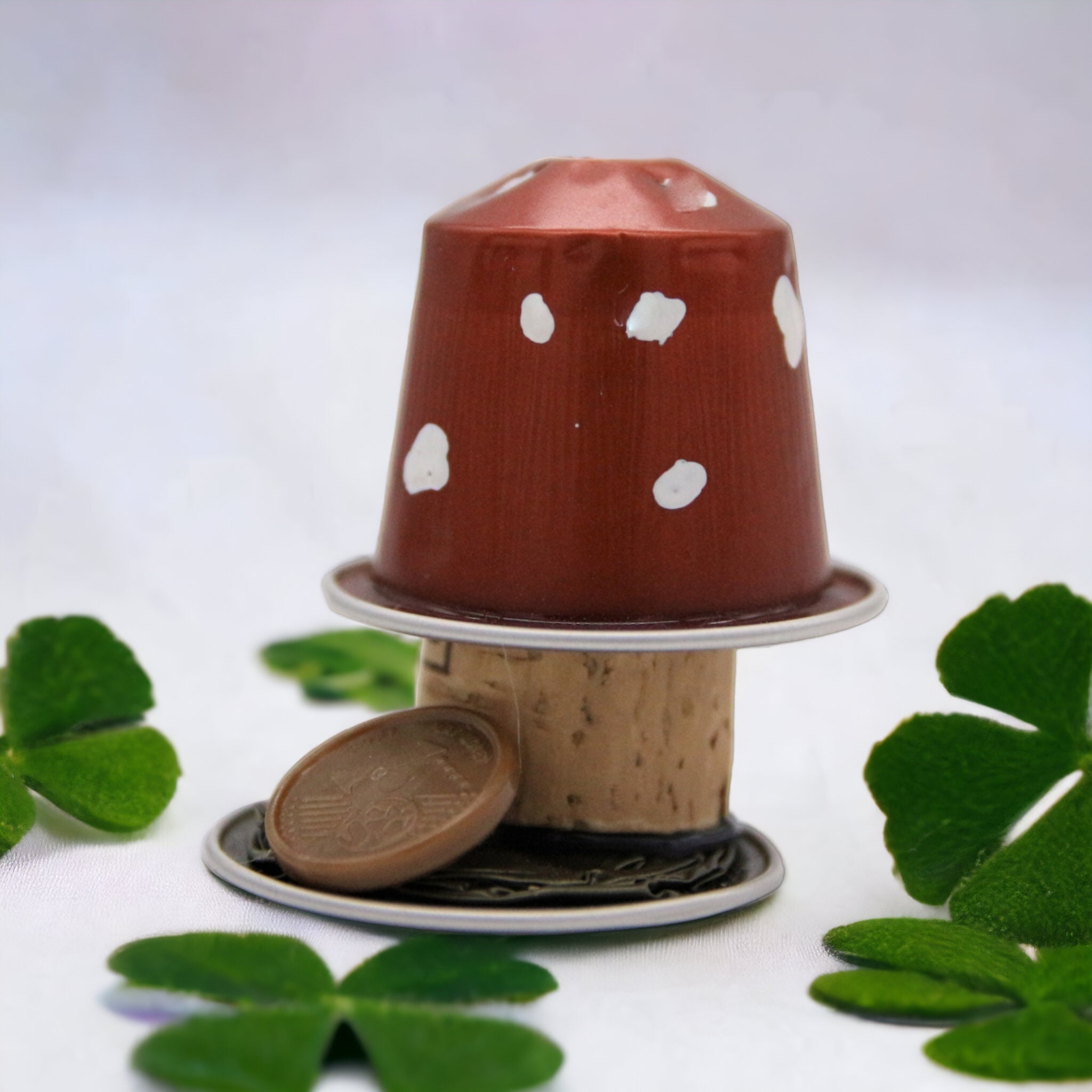 Glückspilz aus Kaffeekapsel und Weinkorken / Pilz / Fliegenpilz / Glücksbringer / Upcycling