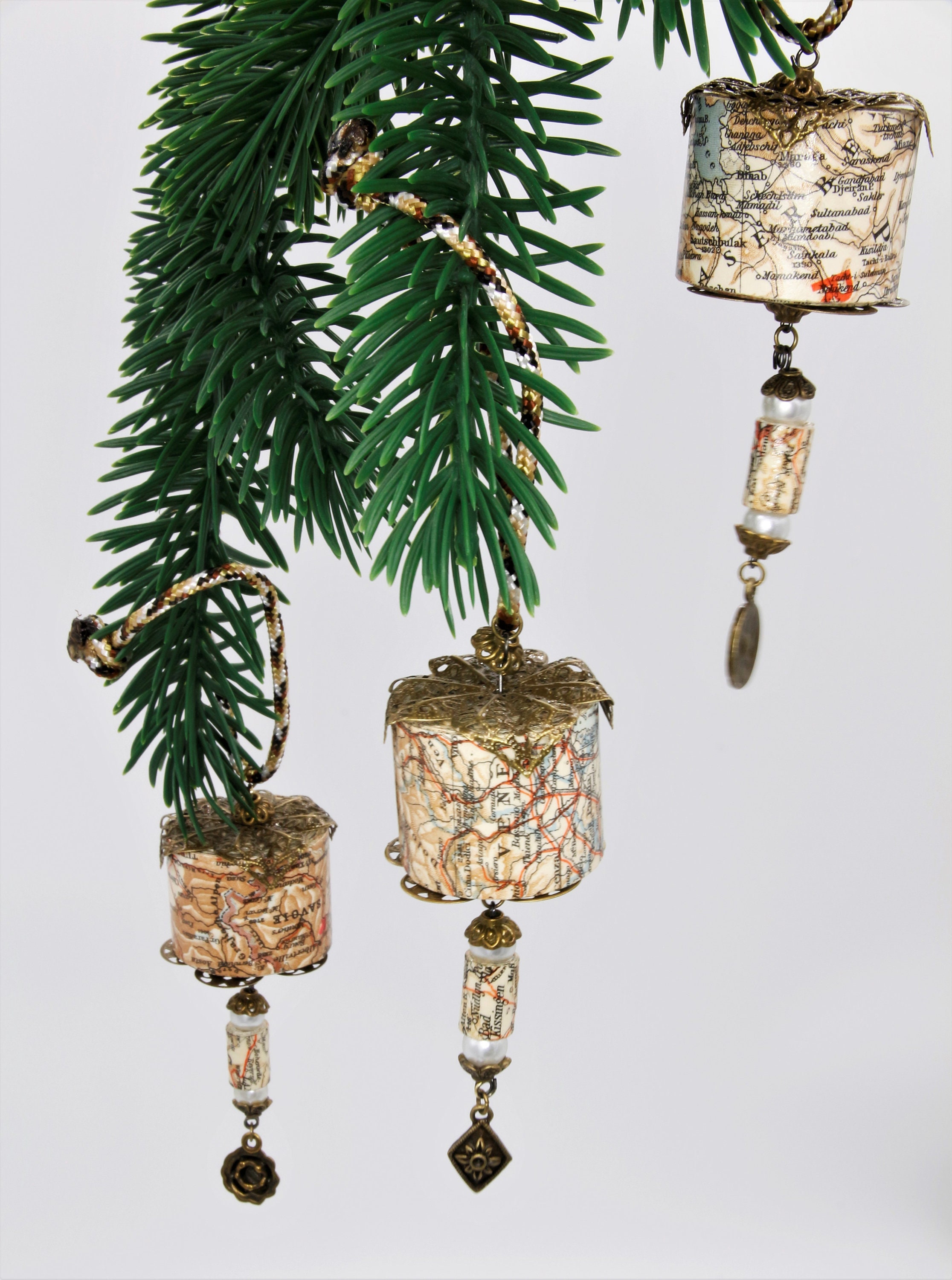 3 Christbaum Anhänger SET - Papierperlenkunst - Christbaumkugel / Weihnachtskugel / Weihnachtsdeko  #1123404945