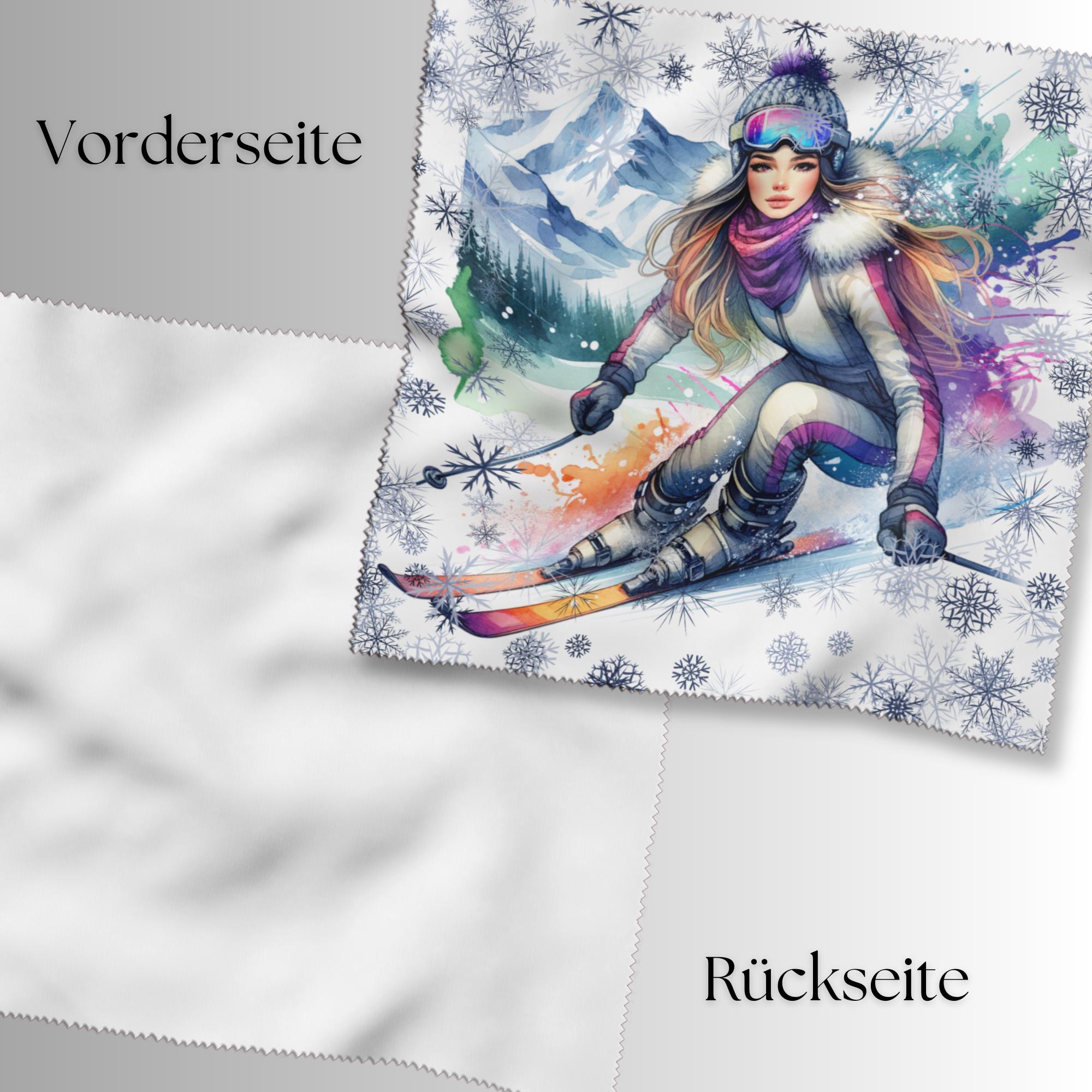 Brillenputztuch Skifahrer Geschenk Skiurlaub Winterurlaub bedrucktes Mikrofasertuch für Brillen, Displays #SP14