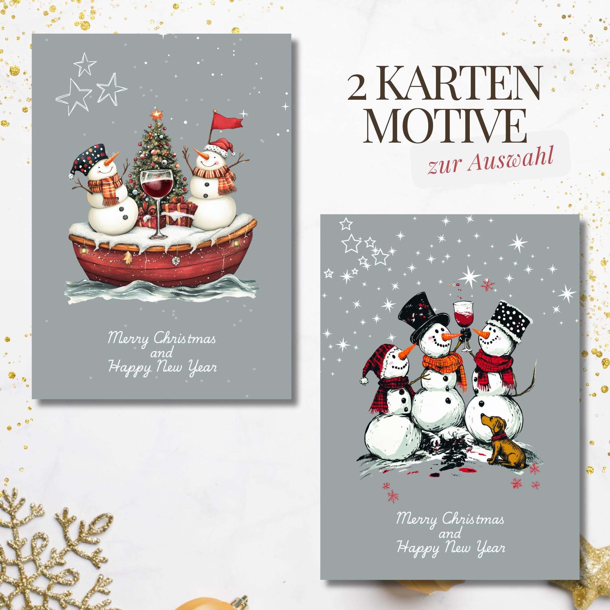 Weihnachtskarte, 2 Kartenmotive zur Auswahl, Postkarte, Grußkarte, Geschenkkarte, Weihnachtsgruß  #PHO