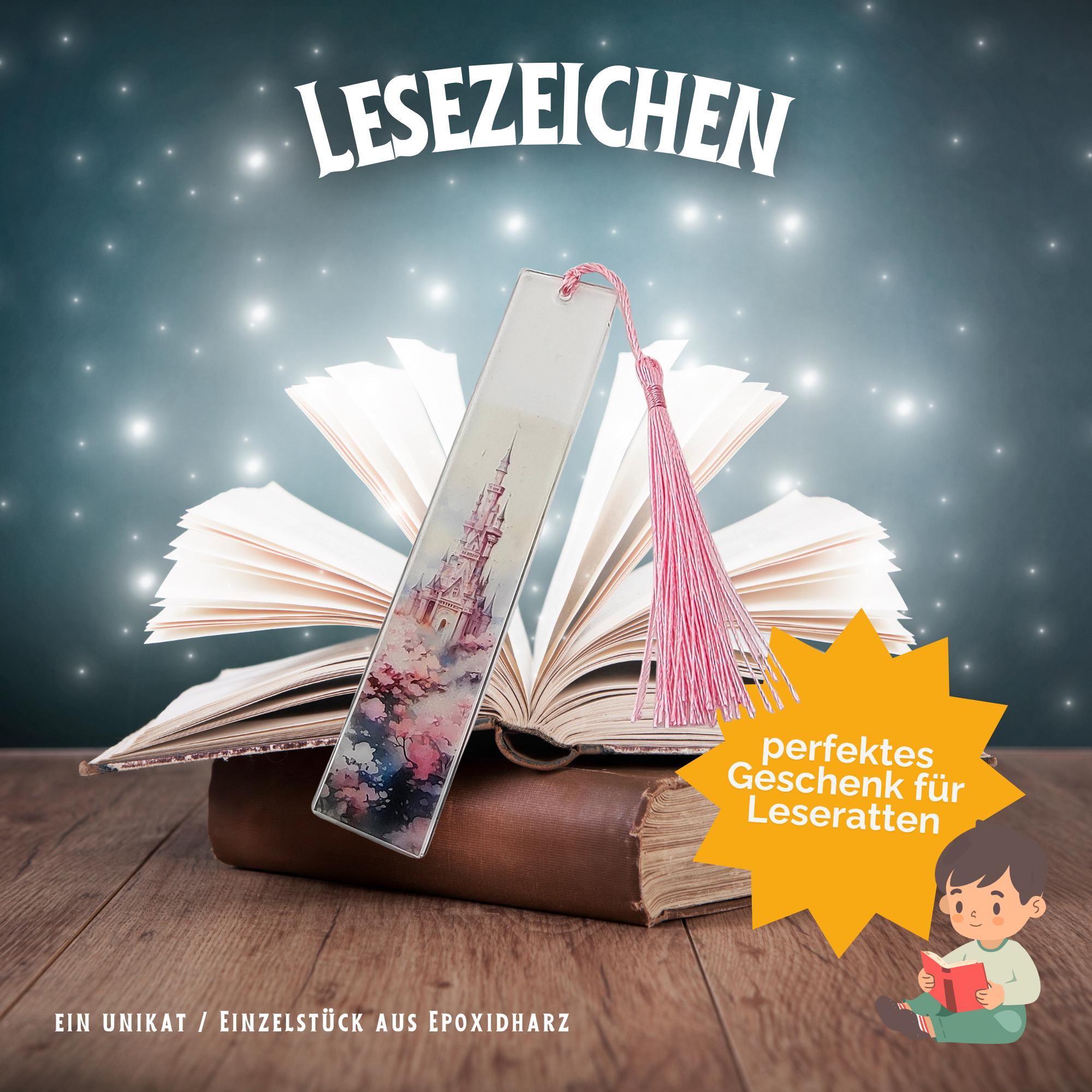 Lesezeichen aus Epoxidharz Märchenschloss Geschenk Geburtstag Mitbringsel zum Buchgeschenk Geschenkidee Buchzeichen transparent #LEEPOX
