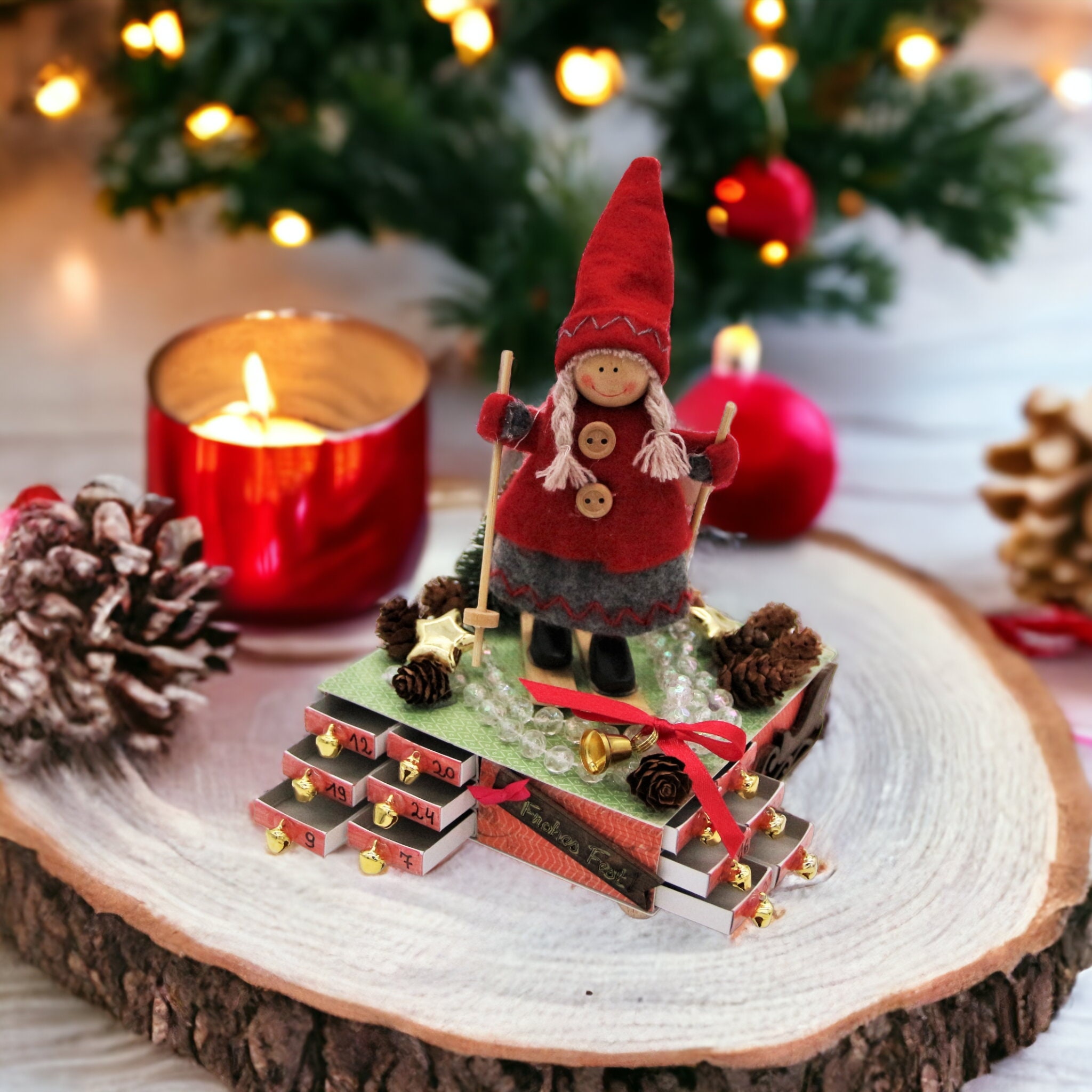 Adventskalender "Auf Skiern" / Streichholzschachteln / x-mas zum Befüllen  #1108369555