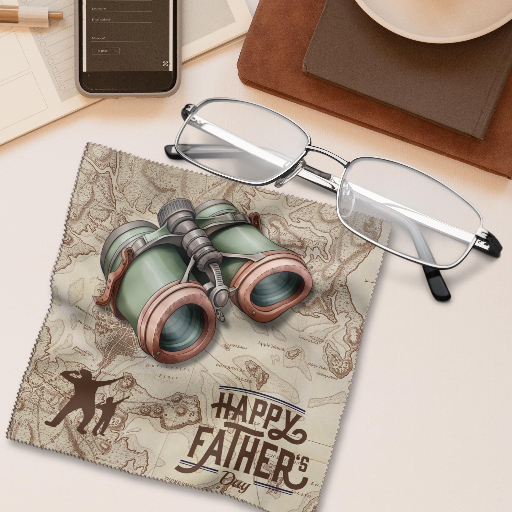 Brillenputztuch Geschenk Vatertag Papa Dad bedrucktes Mikrofasertuch für Brillen Displays Objektive #VA2
