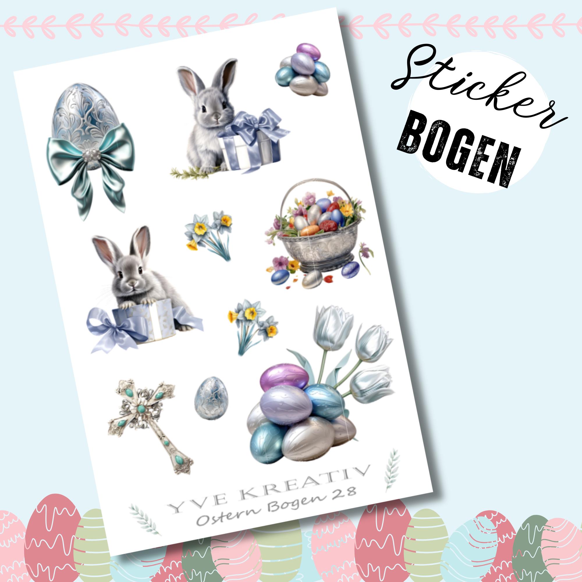 Stickerbogen Aufkleber "Ostern" | Sticker Set - Sticker Bogen zur Auswahl in Weiß - Transparent - Matt - Glanz  #SBA6