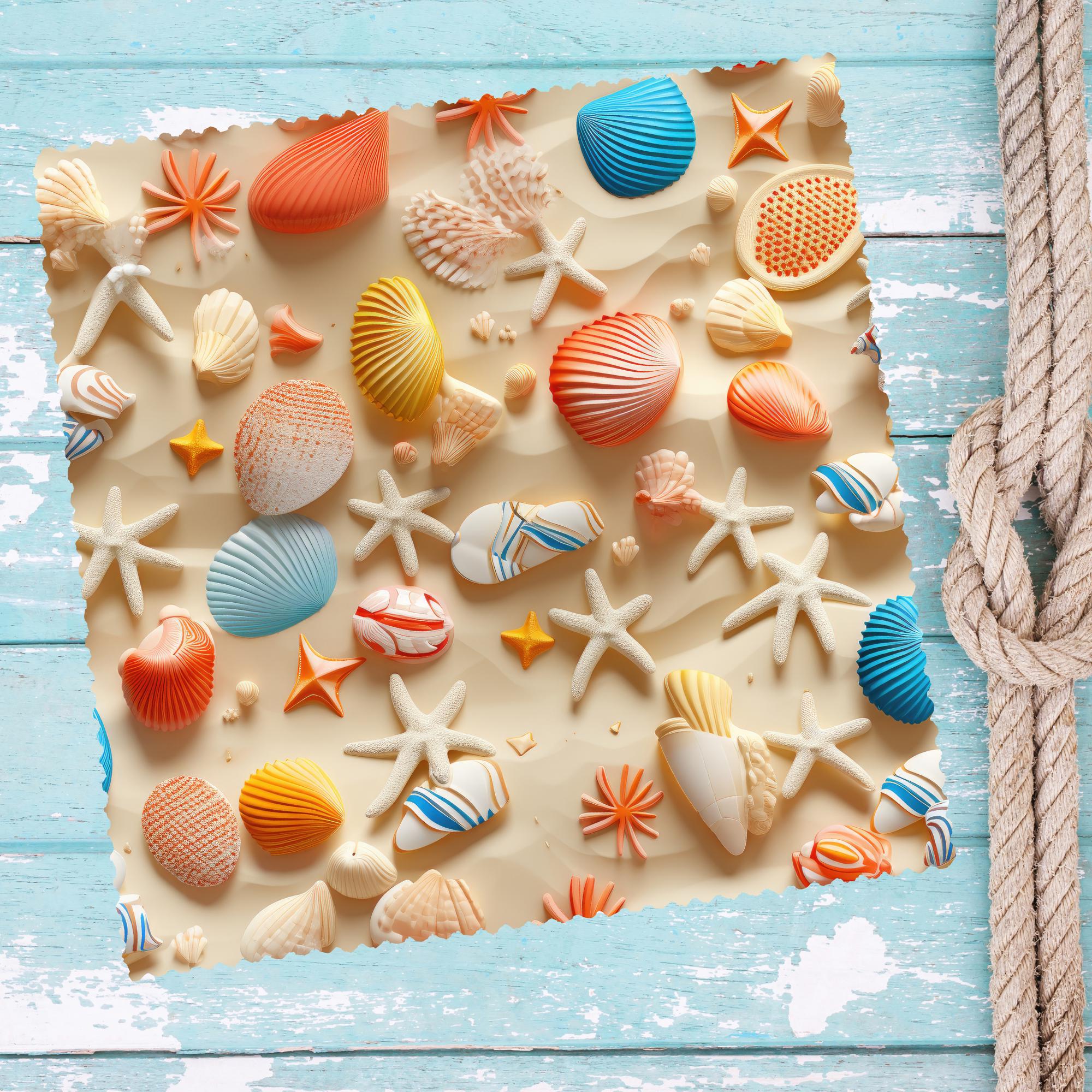 Brillenputztuch Muscheln bedrucktes Mikrofasertuch für Sonnenbrille Displays Handy Geschenk Urlaub Gutschein Reise Meer #UR18ab