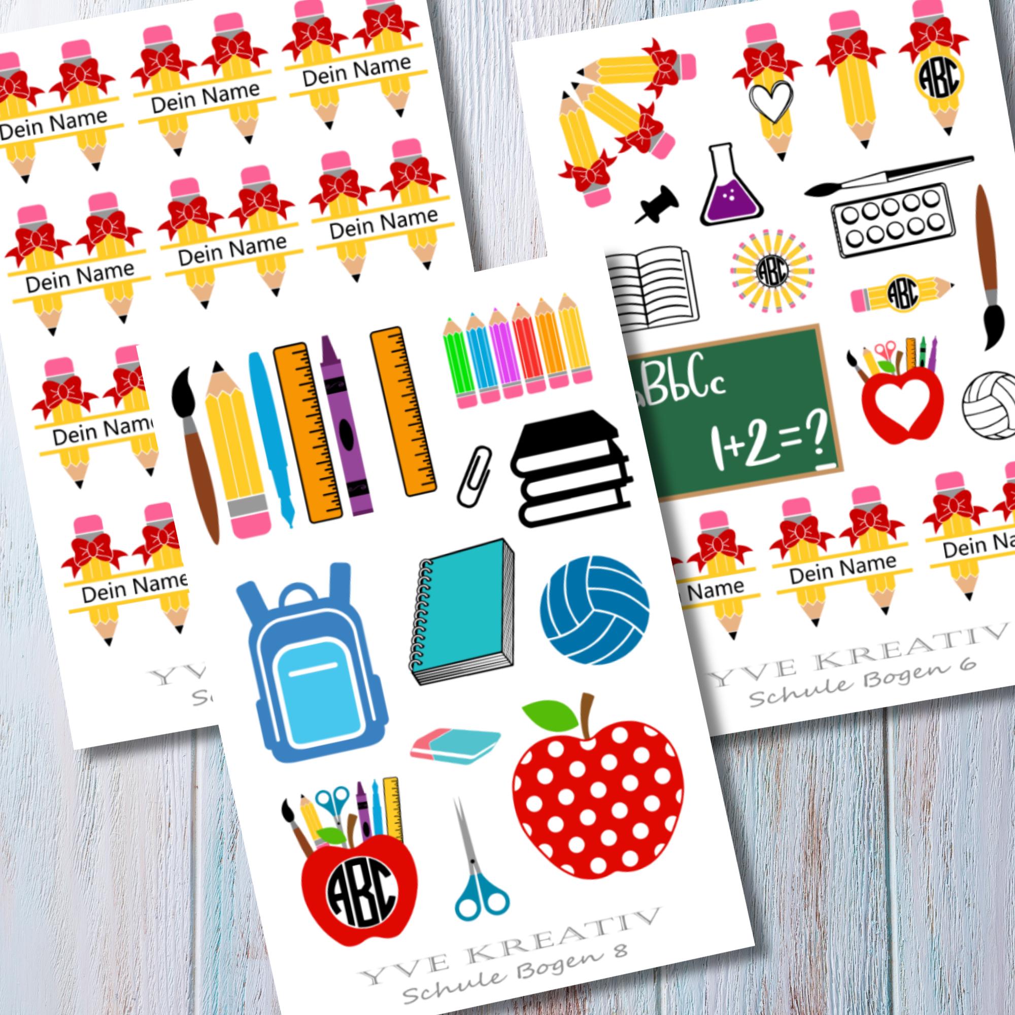 Stickerbogen Schule Aufkleber Einschulung personalisierbar Sticker Set 3 Bögen zur Auswahl in Weiß - Transparent - Matt - Glanz #SBA6 Stickerbogen Schule Aufkleber Einschulung personalisierbar Sticker Set 3 Bögen zur Auswahl in Weiß - Transparent - Matt - Glanz #SBA6