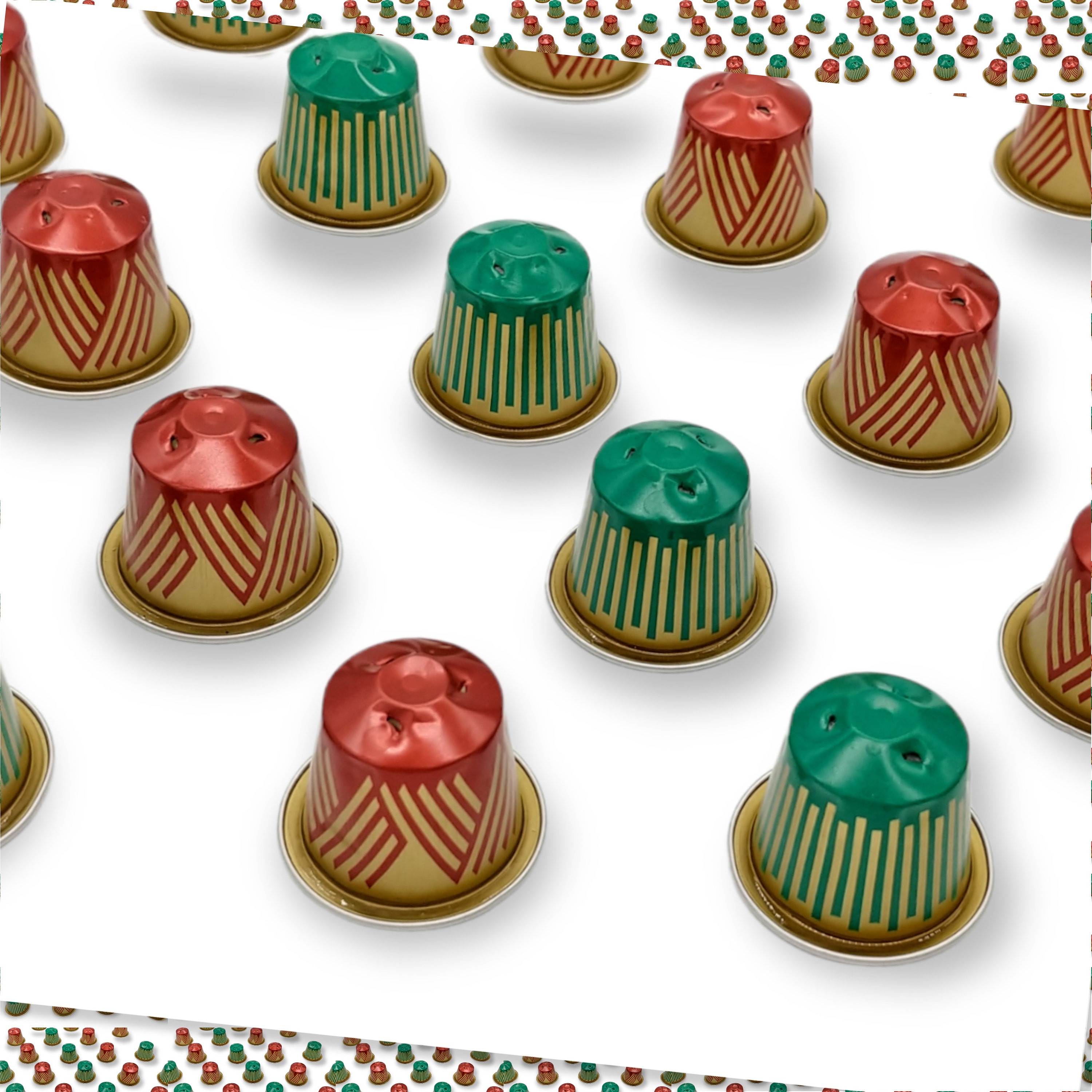 10 leere Kaffeekapseln : 5 Stückt rot-gold und 5 Stück grün-gold "Special Edition"  #KNS
