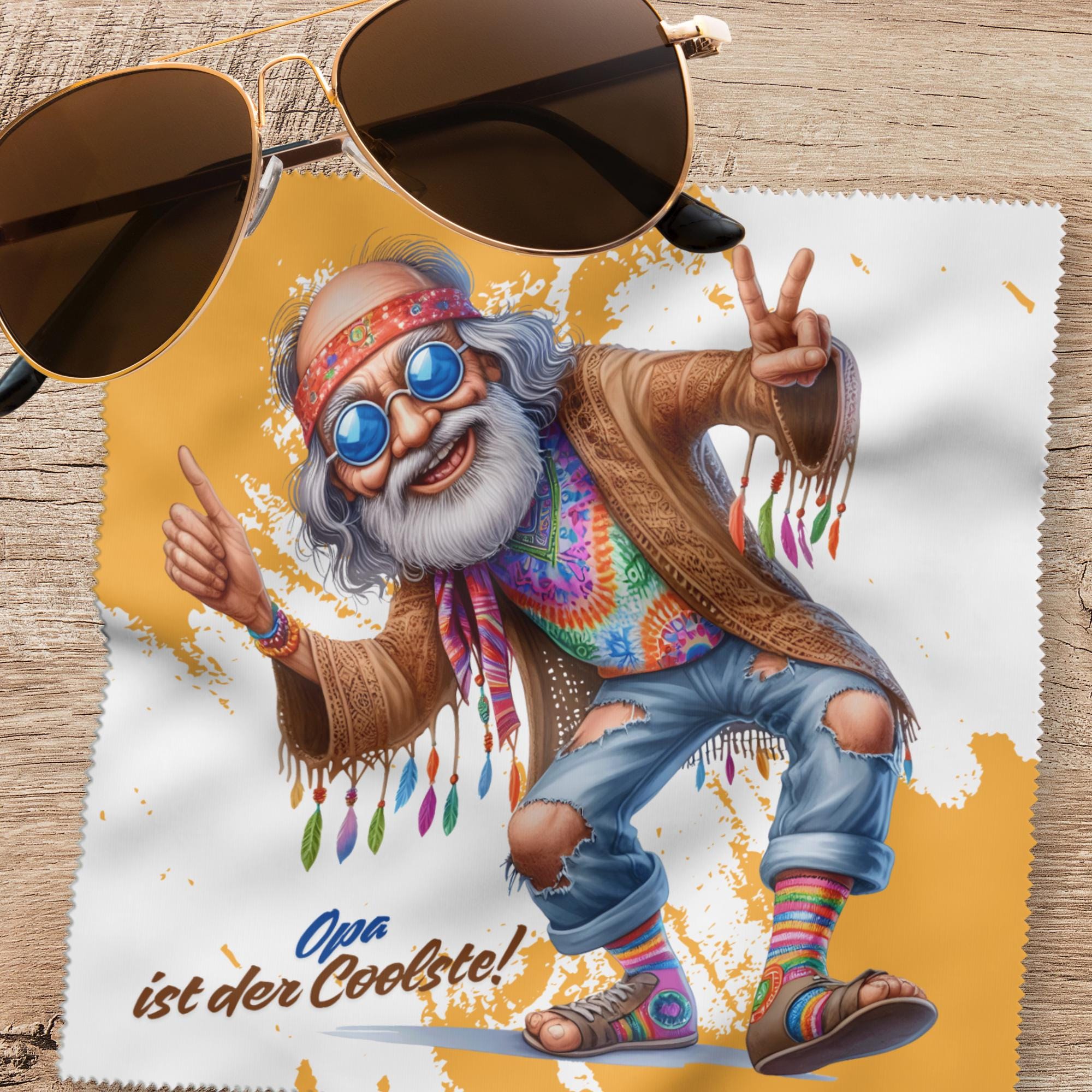 Brillenputztuch Cooler Opa bedrucktes Mikrofasertuch für Brille Sonnenbrille Display Handy Ruhestand Geschenk Mann #AL61