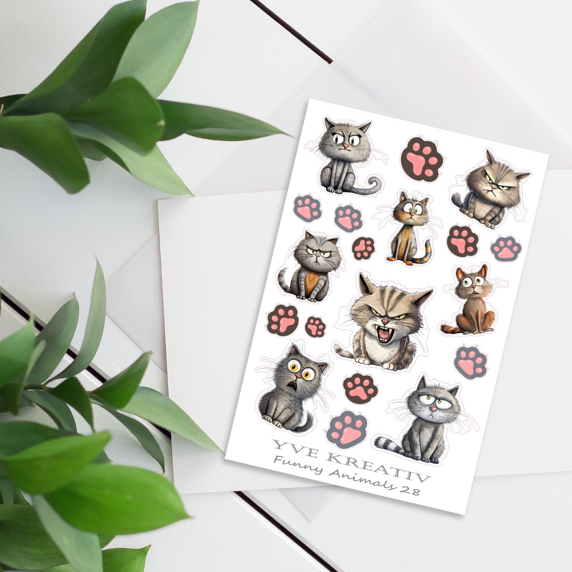 Aufkleber Katzen Sticker Bogen Sticker Set - 2 Stickerbogen zur Auswahl in Weiß - Transparent - Matt - Glanz #SBA6 Aufkleber Katzen Sticker Bogen Sticker Set - 2 Stickerbogen zur Auswahl in Weiß - Transparent - Matt - Glanz #SBA6