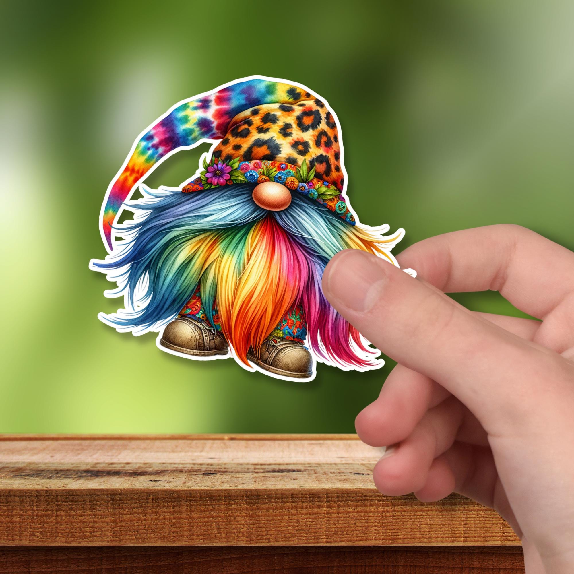 Kofferaufkleber, Geschenkaufkleber, Aufkleber Regenbogen Wichtel, großer Sticker I zur Auswahl in Weiß oder Transparent  #SEG8