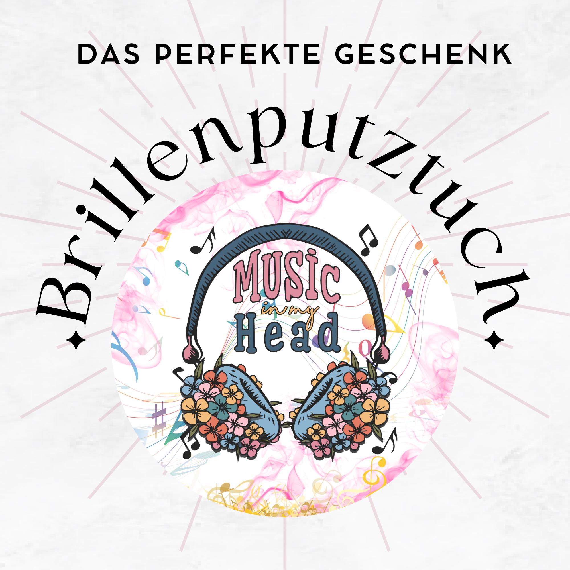 Brillenputztuch Musik Kopfhörer bedrucktes Mikrofasertuch für Sonnenbrille Display Handy Musiker Geschenk Musikerliebhaber #MC3