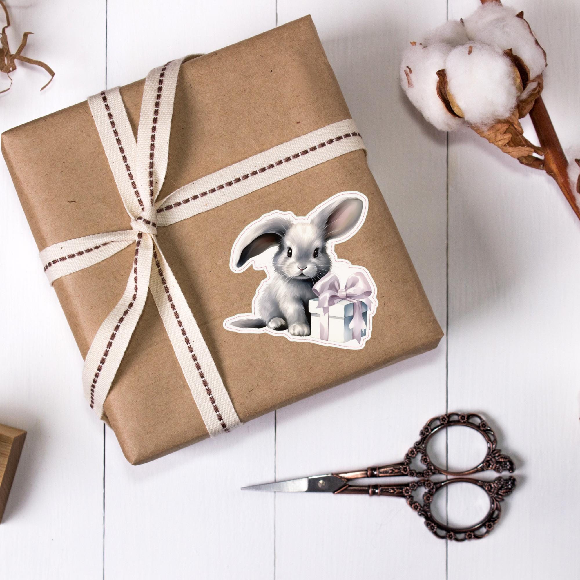 Aufkleber Ostern großer 8 cm Sticker niedliches Häschen Deko Hase Geschenkaufkleber Osterhase - zur Auswahl in Weiß oder Transparent  #SEG8