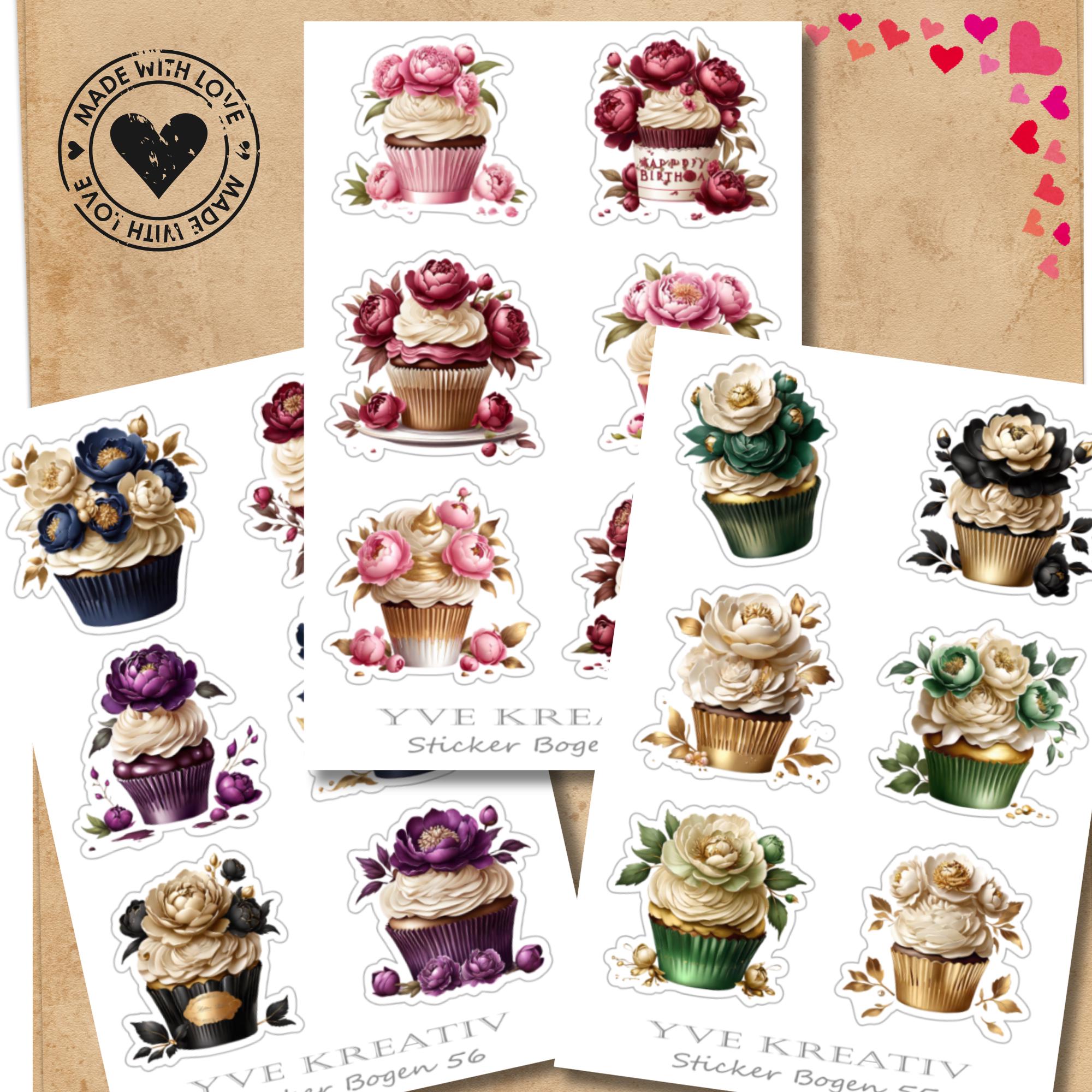 Aufkleber Cupcake Sommer Sticker Bogen Blüten Muffin Stickerbogen 3 Bögen zur Auswahl in Weiß - Transparent - Matt - Glanz #SBA6 Aufkleber Cupcake Sommer Sticker Bogen Blüten Muffin Stickerbogen 3 Bögen zur Auswahl in Weiß - Transparent - Matt - Glanz #SBA6