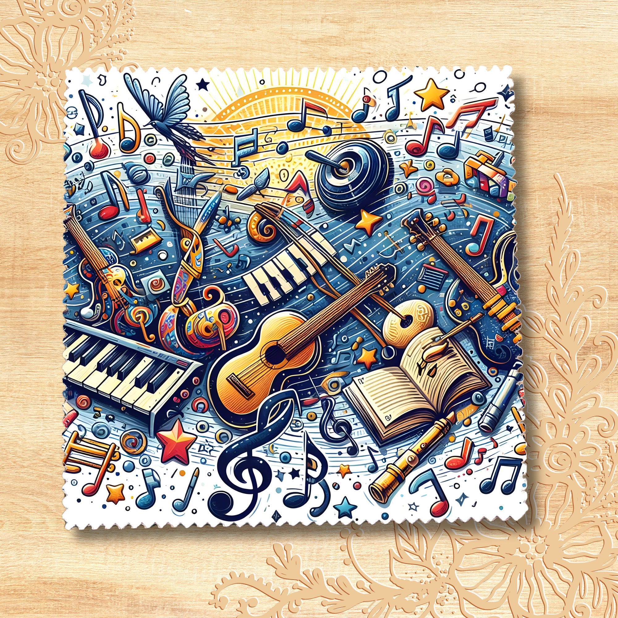 Brillenputztuch, Reinigungstuch für Brillen,  Brillentuch, Displaytuch, Bildschirmtuch, Objektivreinigung, Microfasertuch, Musik  #BM